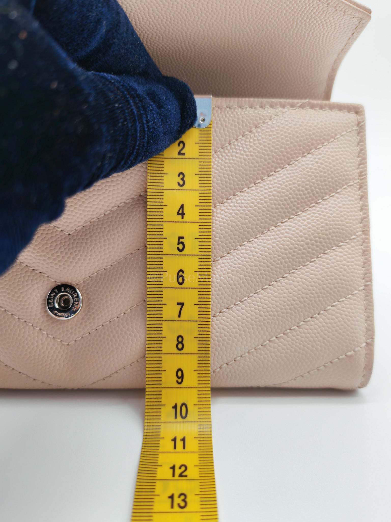 Long Flap Wallet in Nude Pink Grain De Poudre Leather Silver Hardware | Purse Maison Luxury Bags Shop