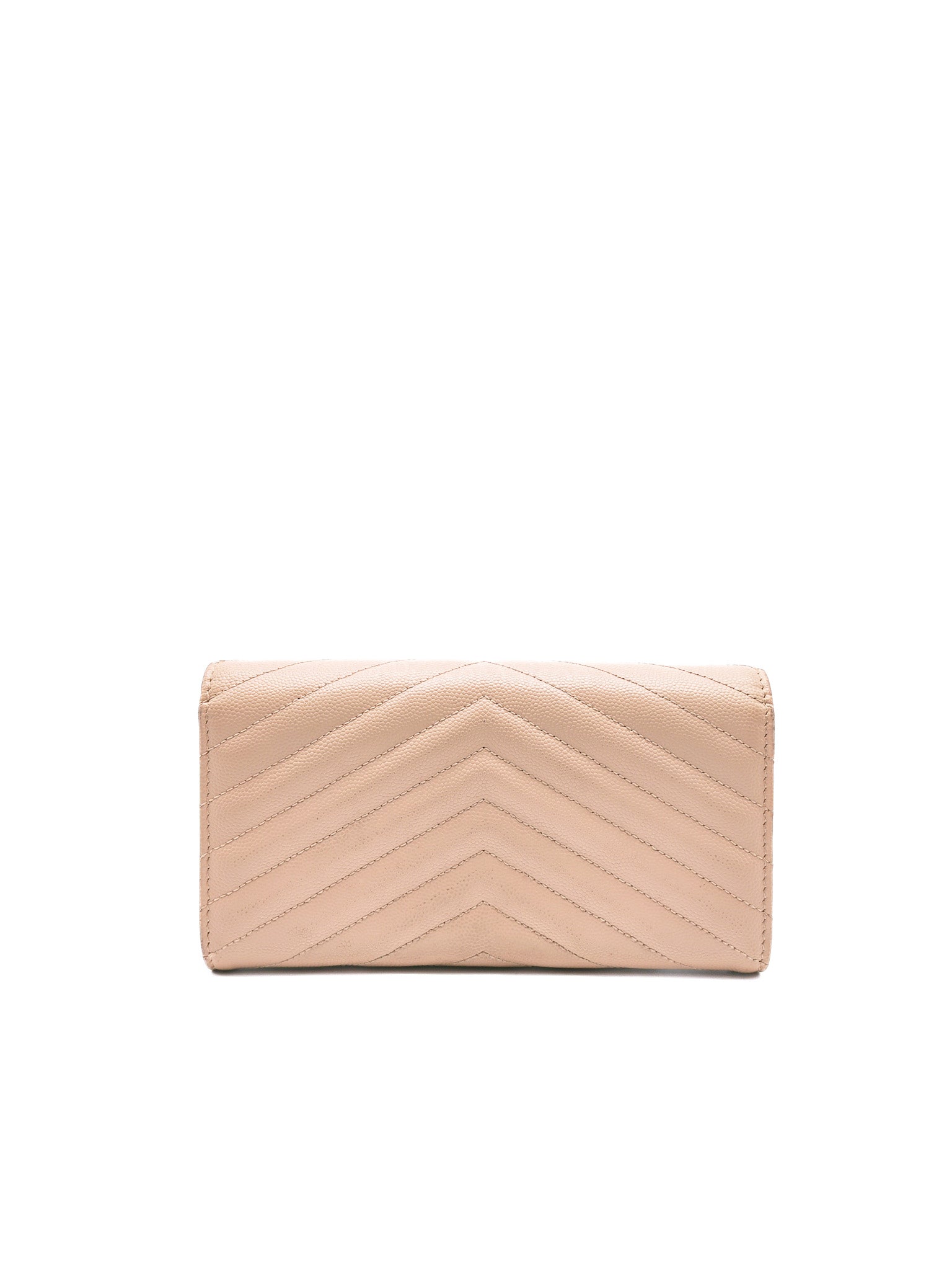 Long Flap Wallet in Nude Pink Grain De Poudre Leather Silver Hardware | Purse Maison Luxury Bags Shop