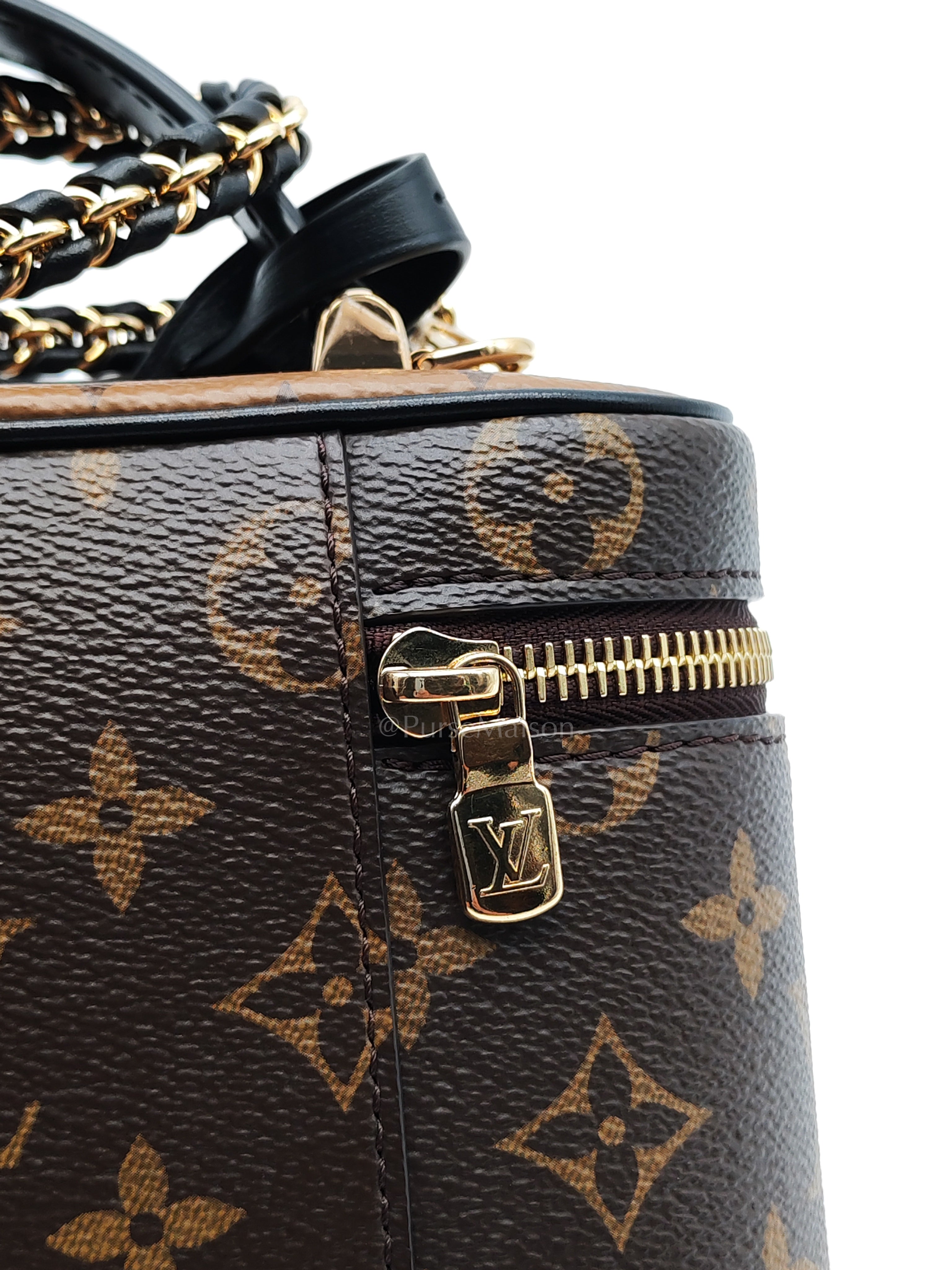 Long Vanity Chain Pouch in Reverse Monogram Canvas Shoulder Bag (Microchip) | Purse Maison Luxury Bags Shop