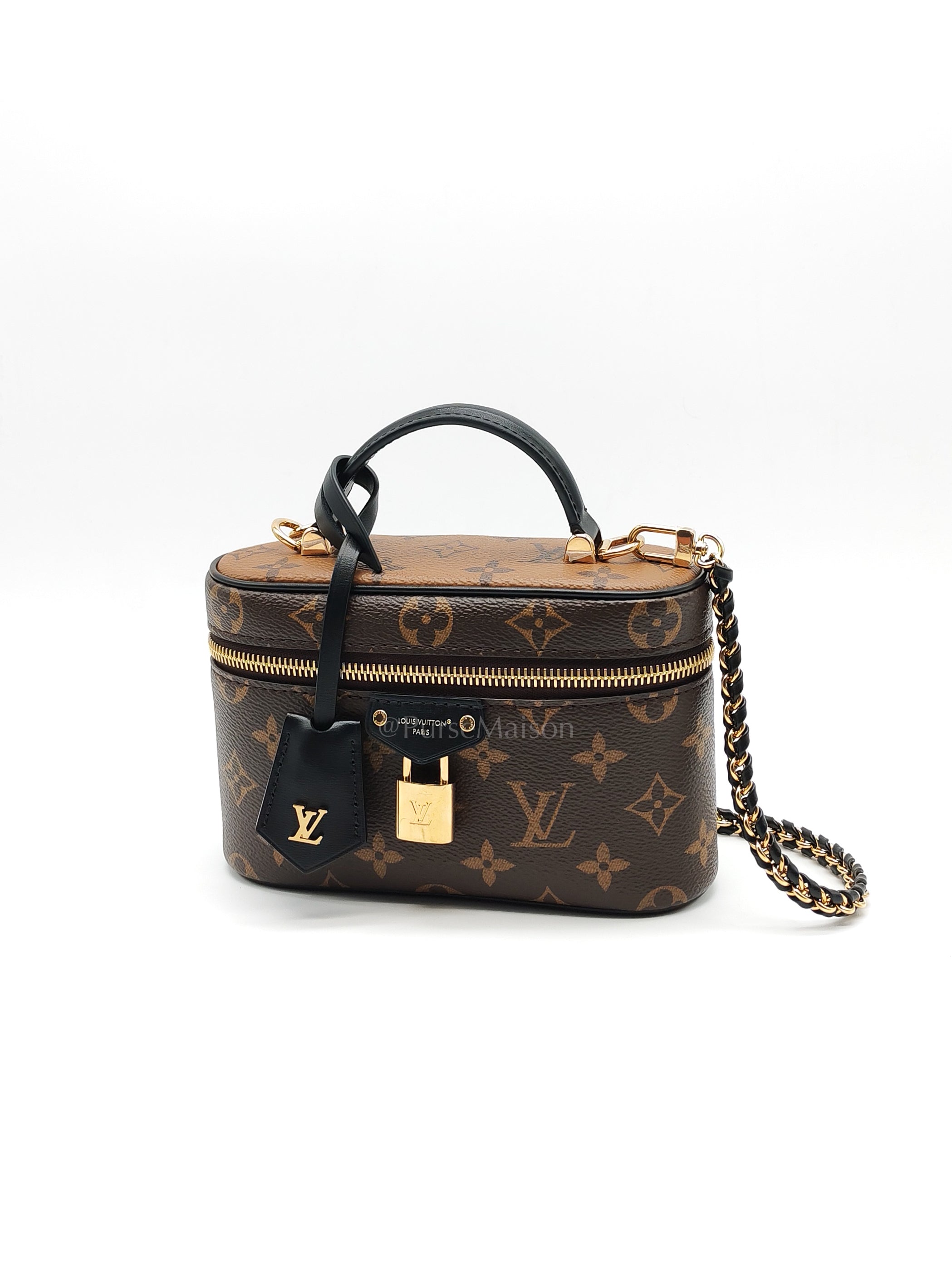Long Vanity Chain Pouch in Reverse Monogram Canvas Shoulder Bag (Microchip) | Purse Maison Luxury Bags Shop
