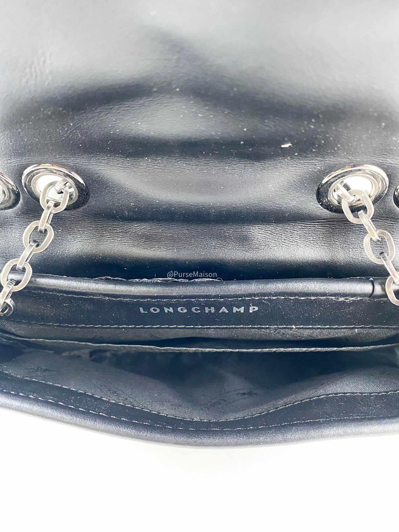 Longchamp Amazone Black Velour Crossbody Bag