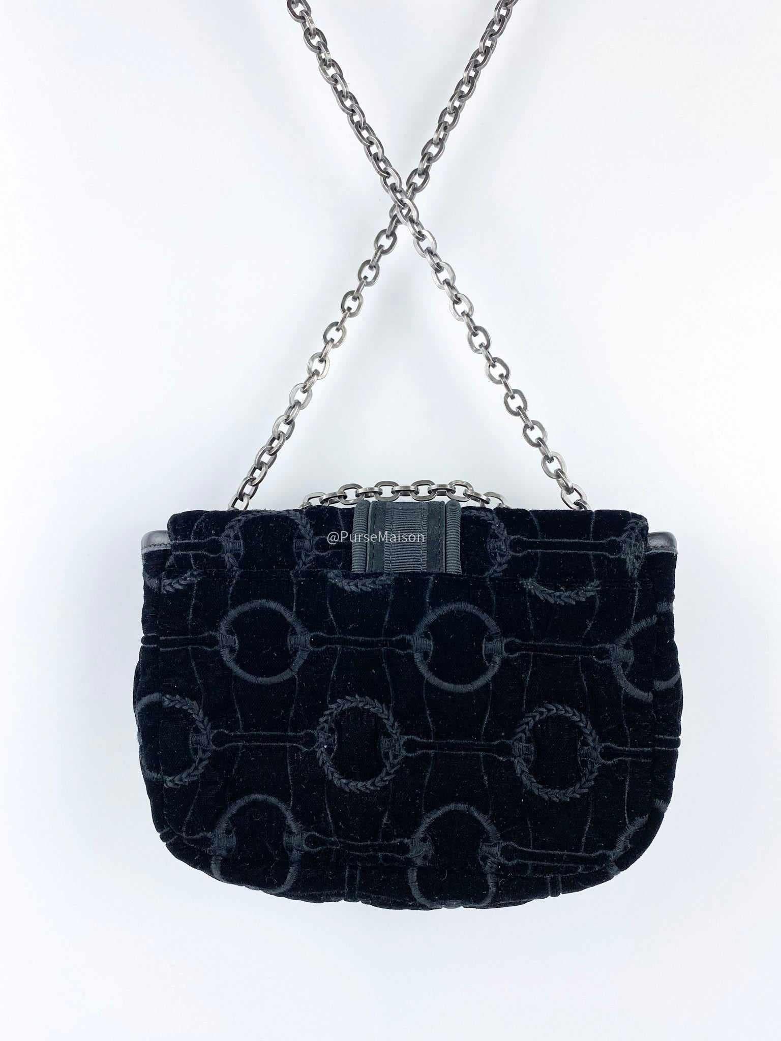 Longchamp Amazone Black Velour Crossbody Bag
