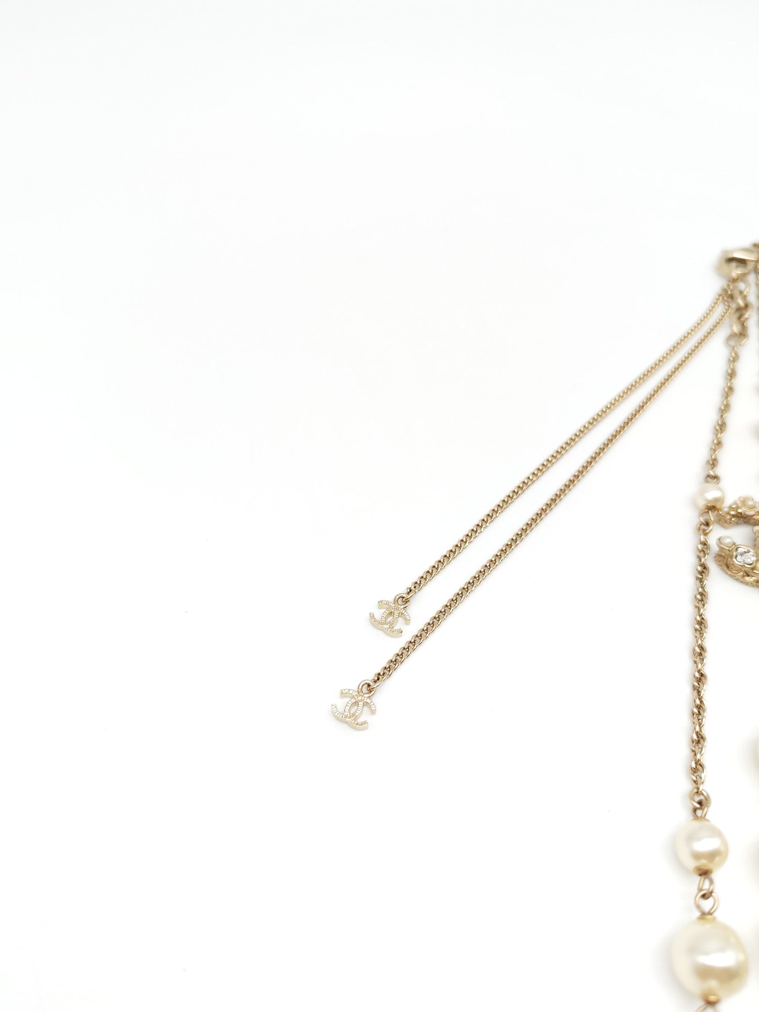 CC Faux Pearl Crystal Long Necklace