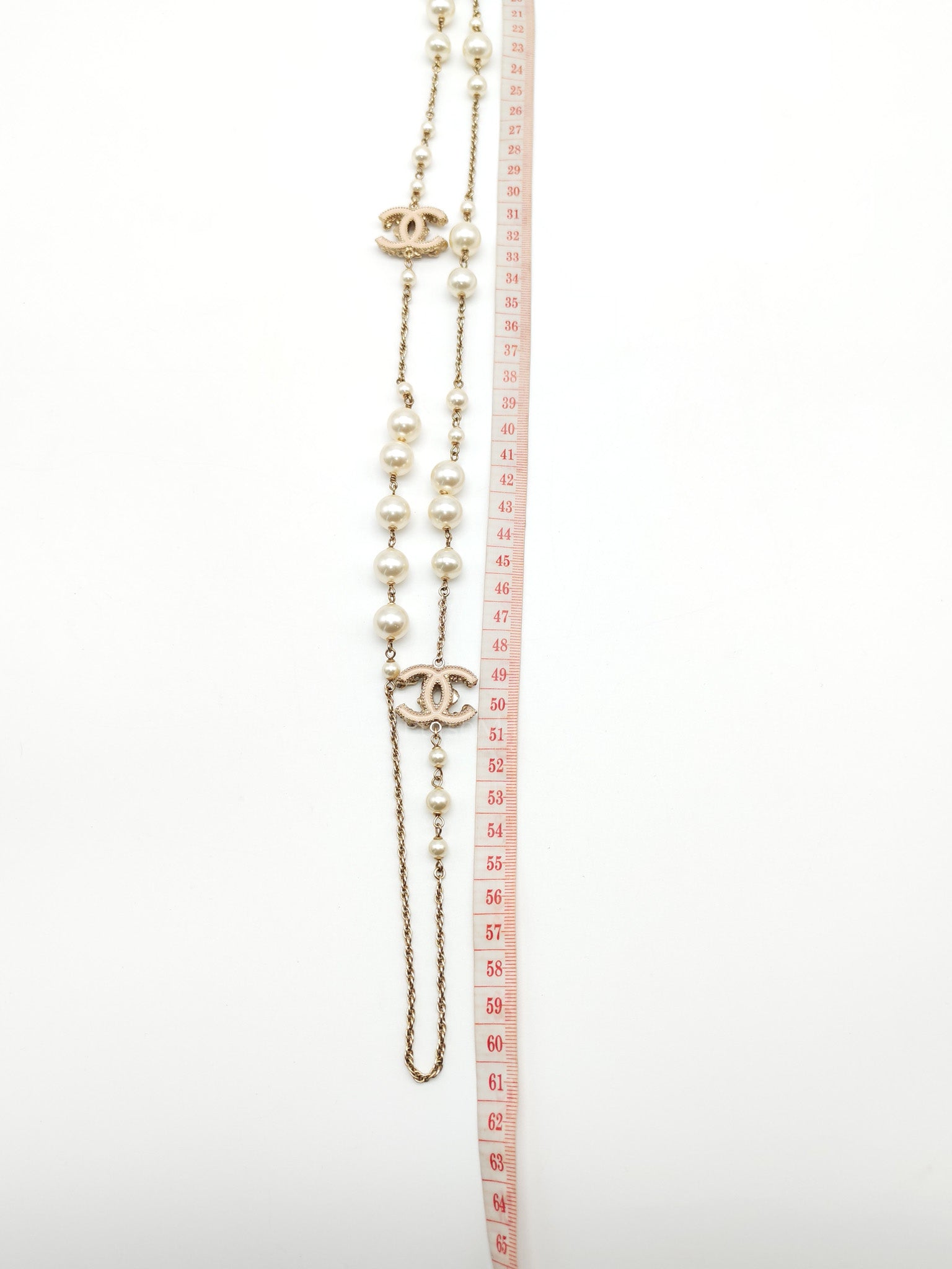 CC Faux Pearl Crystal Long Necklace