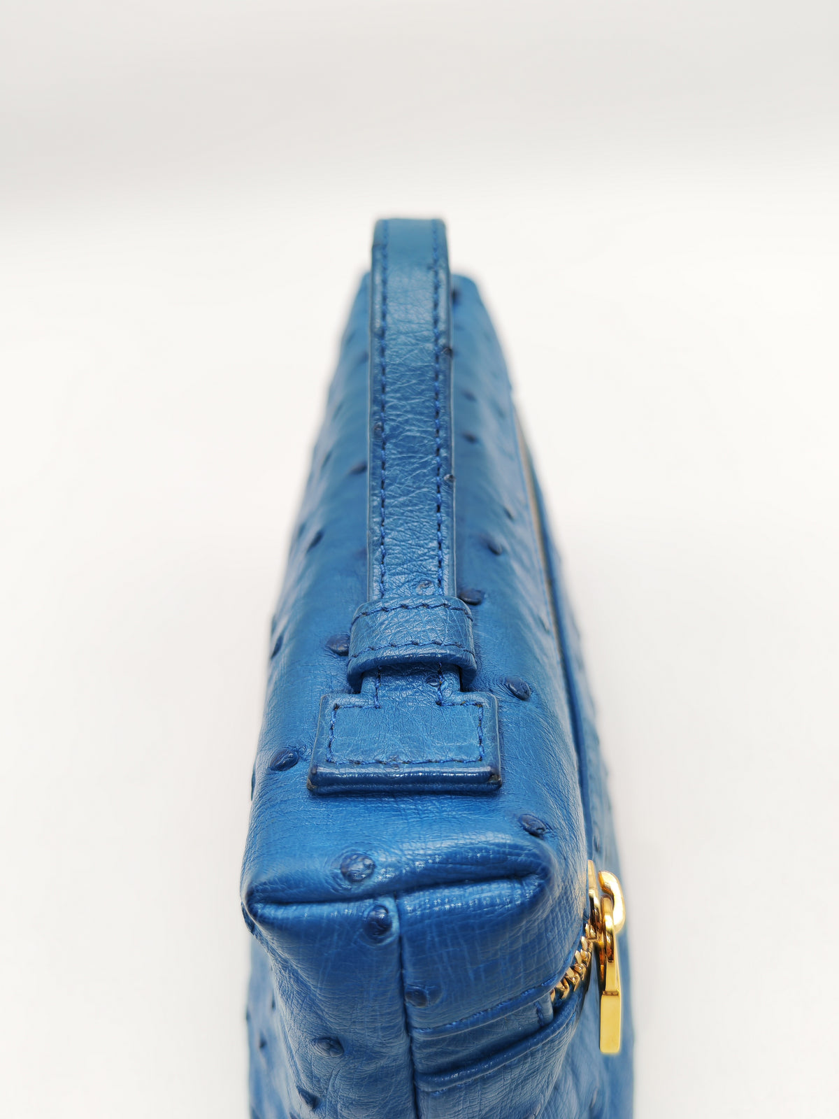Loro Piana Extra Pocket L19 Bag in Blue Ostrich Leather (no strap) | Purse Maison Luxury Bags Shop