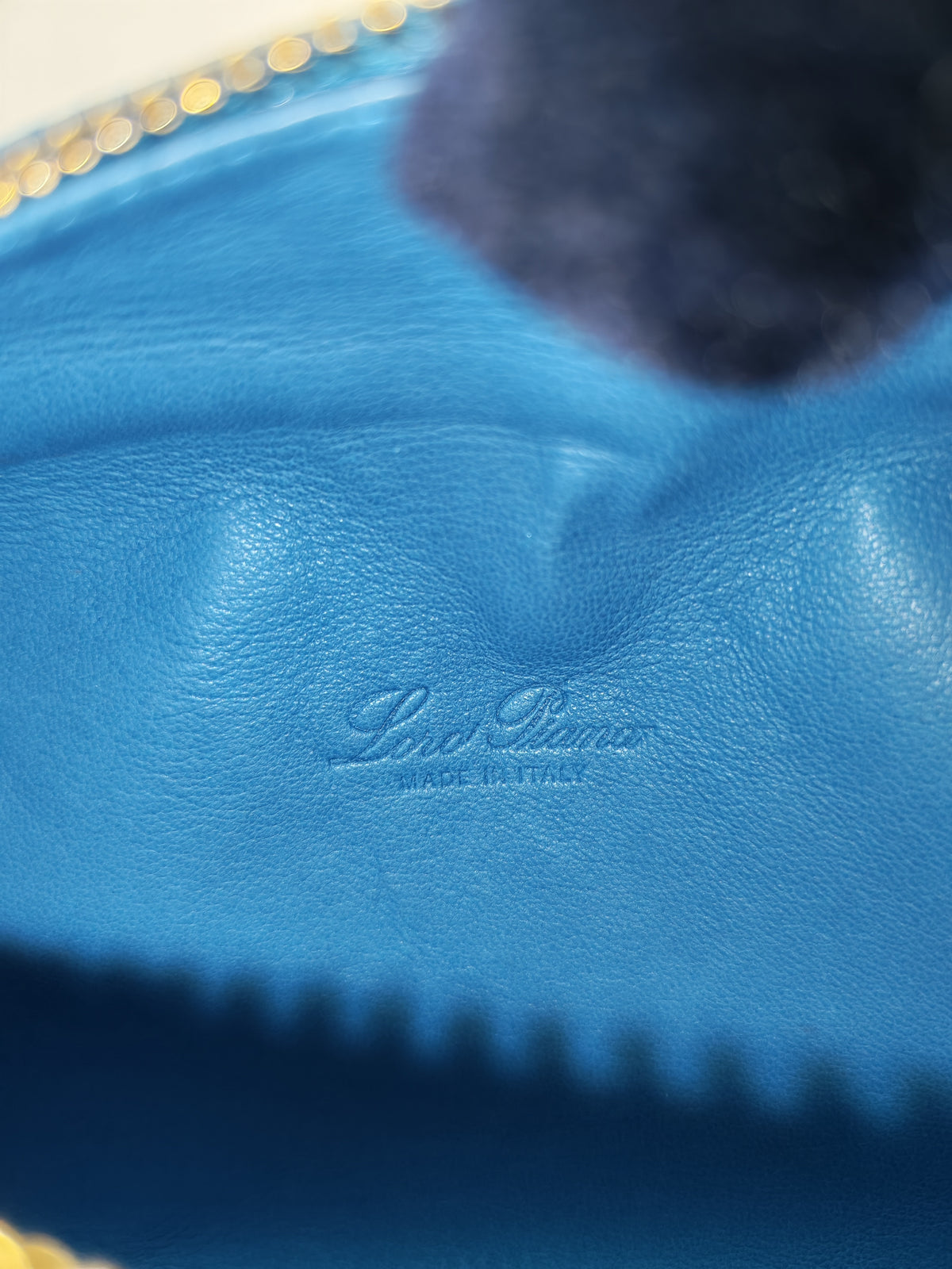 Loro Piana Extra Pocket L19 Bag in Blue Ostrich Leather (no strap) | Purse Maison Luxury Bags Shop