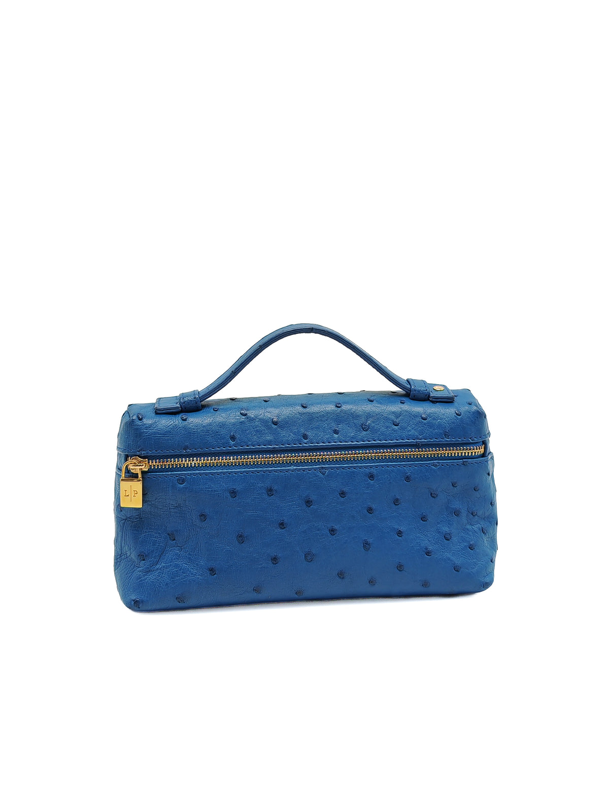 Loro Piana Extra Pocket L19 Bag in Blue Ostrich Leather (no strap) | Purse Maison Luxury Bags Shop