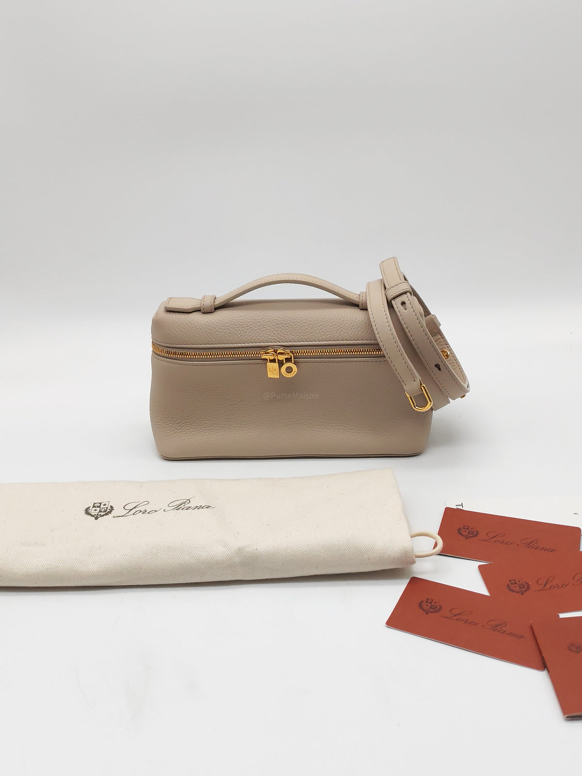Loro Piana Extra Pocket L19 in Whisper White/Sun Gold Tender Calfskin Leather | Purse Maison Luxury Bags Shop