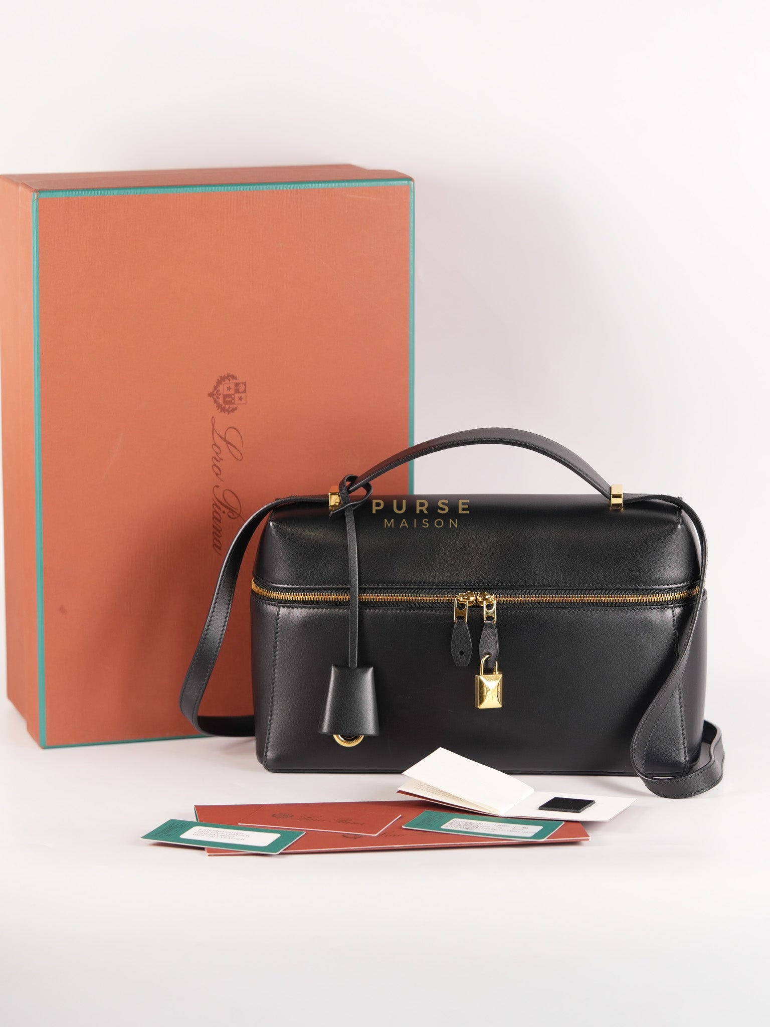 Loro Piana L27 Extra Bag in Saddle Leather and Gold Hardware | Purse Maison Luxury Bags Shop