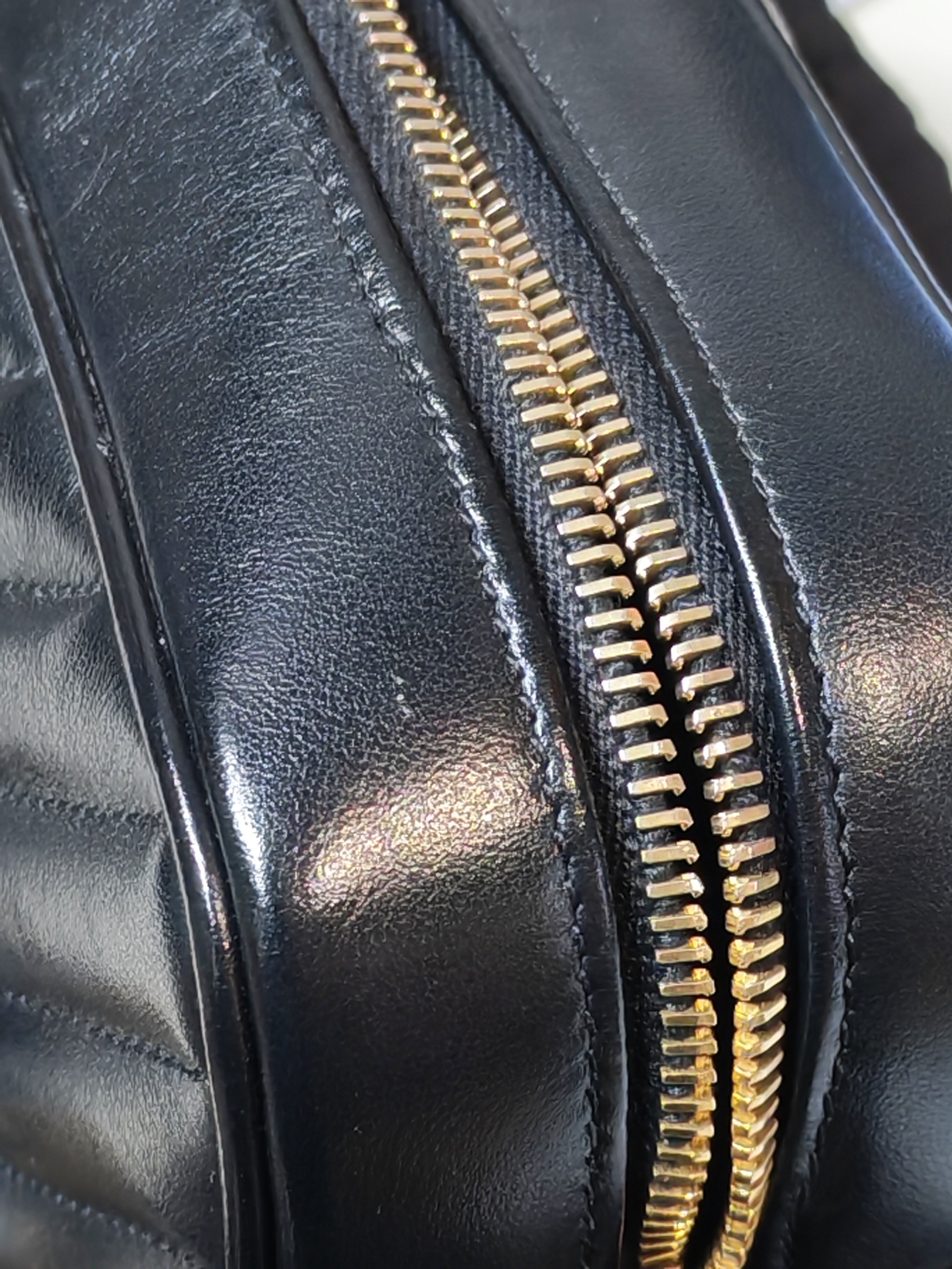 Lou Camera Bag in Black Chevron Calfskin Leather | Purse Maison Luxury Bags Shop