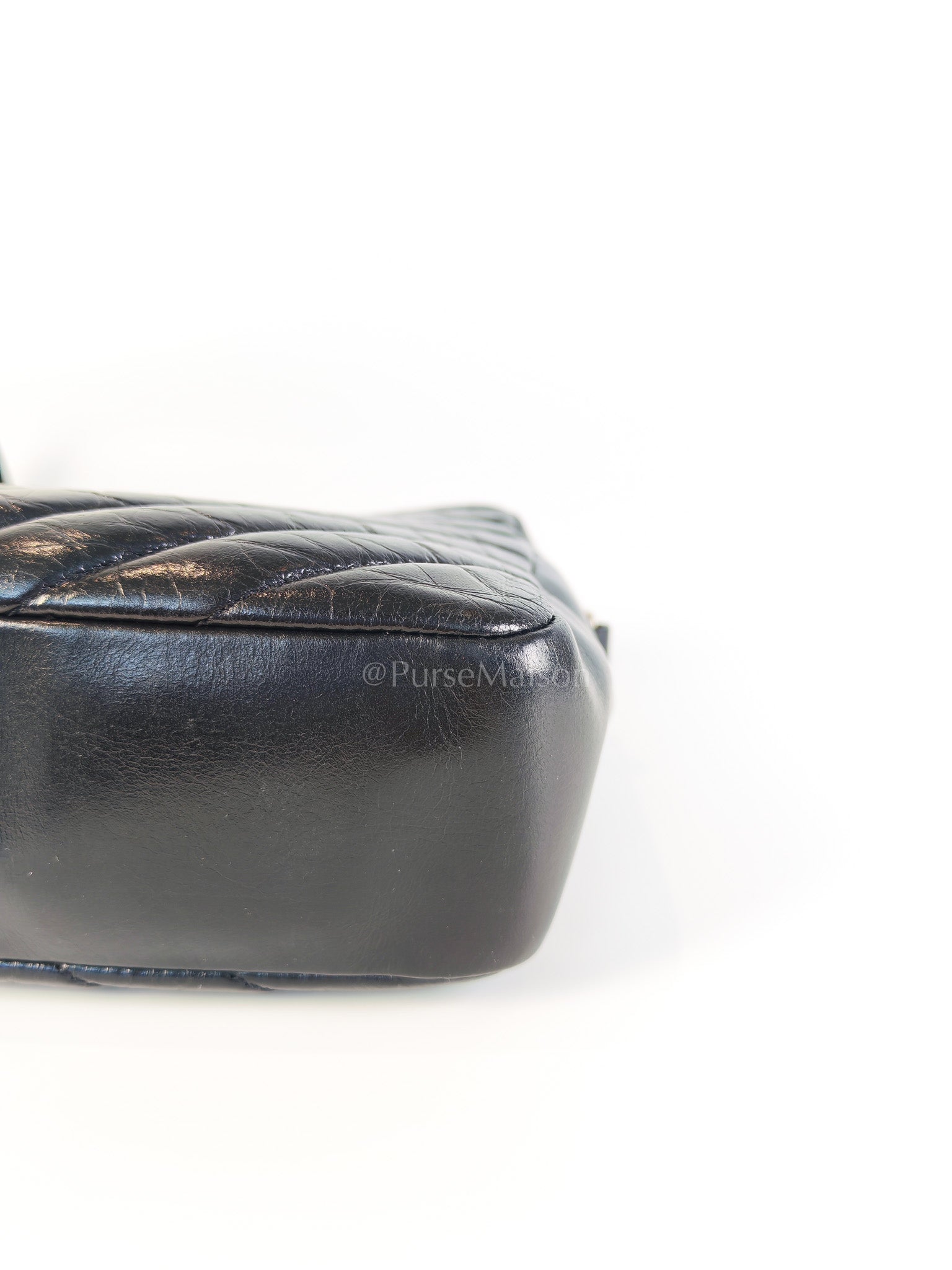 Lou Camera Bag in Black Chevron Quilted Leather & Silver Hardware | Purse Maison Luxury Bags Shop