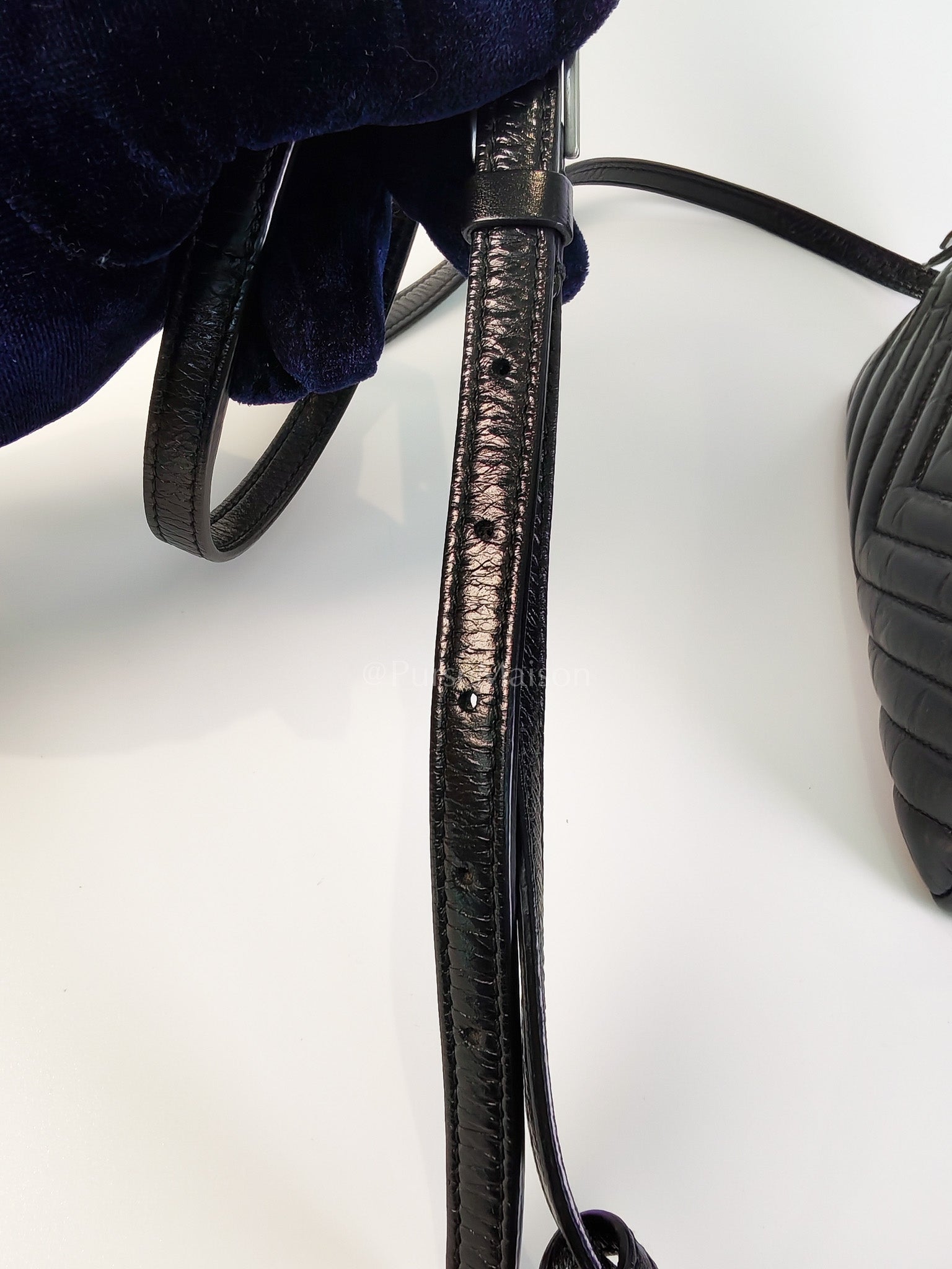 Lou Camera Bag in Black Chevron Quilted Leather & Silver Hardware | Purse Maison Luxury Bags Shop