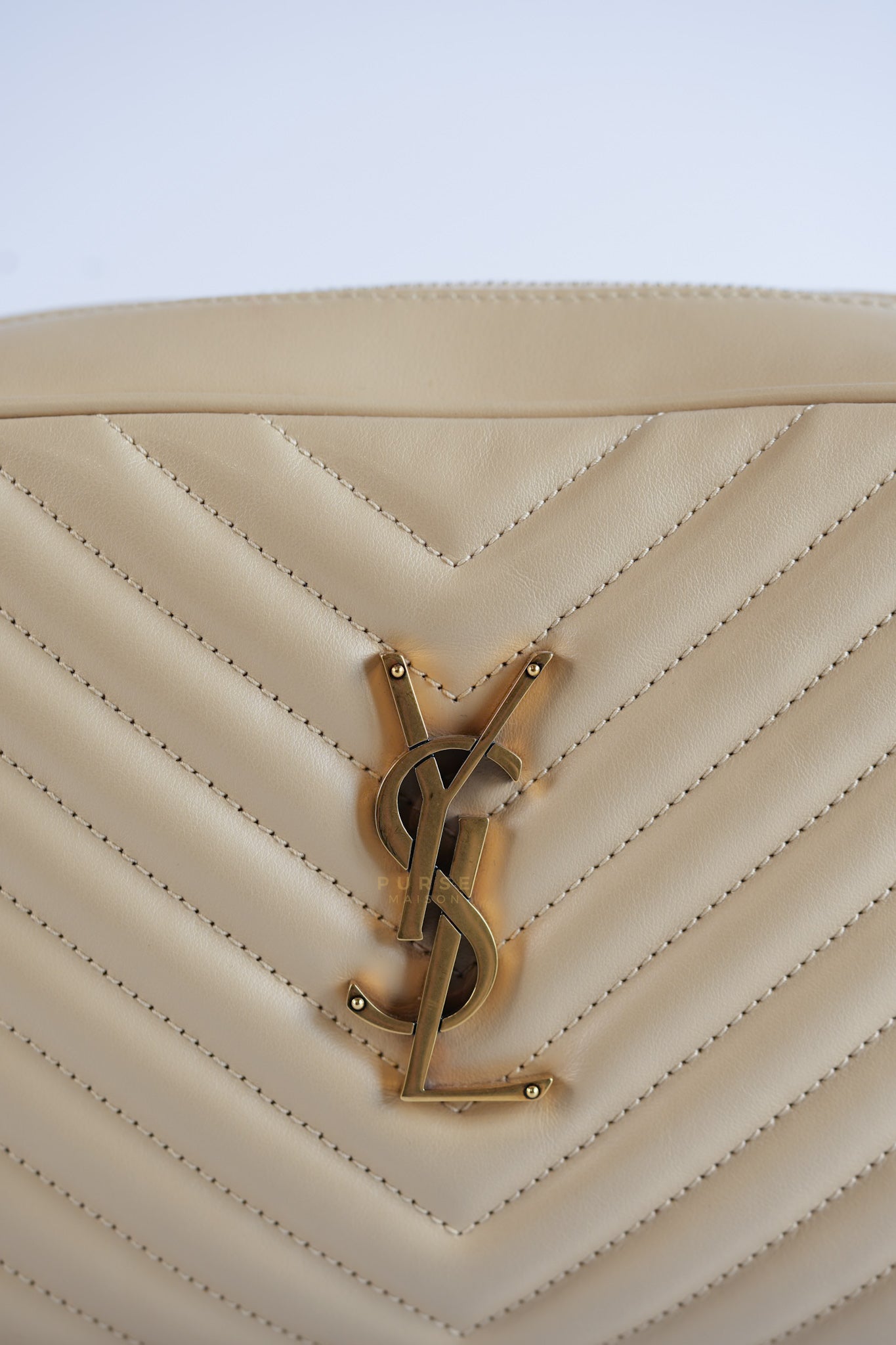 Lou Camera Bag in Cream Quilted Leather | Purse Maison Luxury Bags Shop