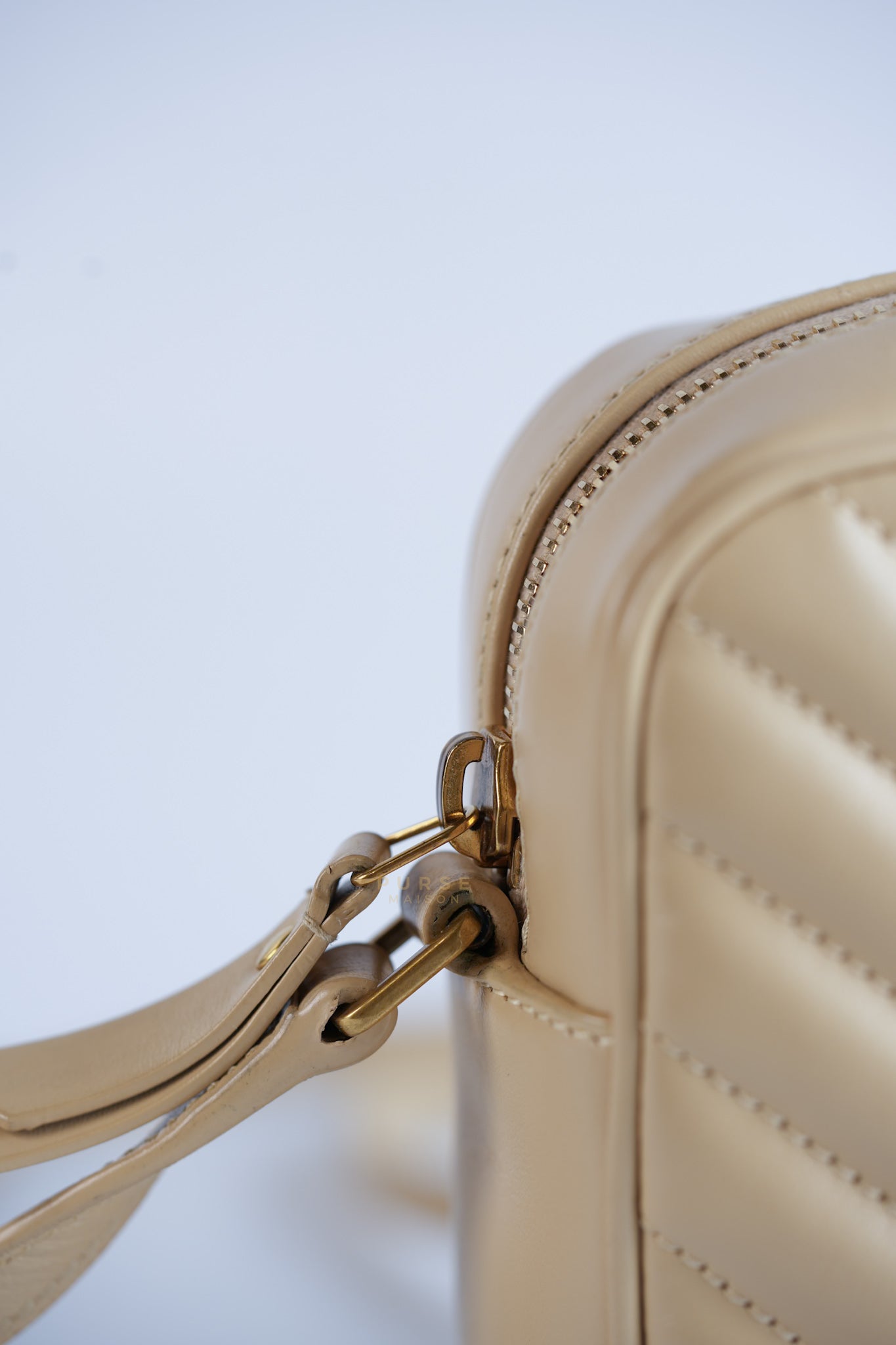 Lou Camera Bag in Cream Quilted Leather | Purse Maison Luxury Bags Shop
