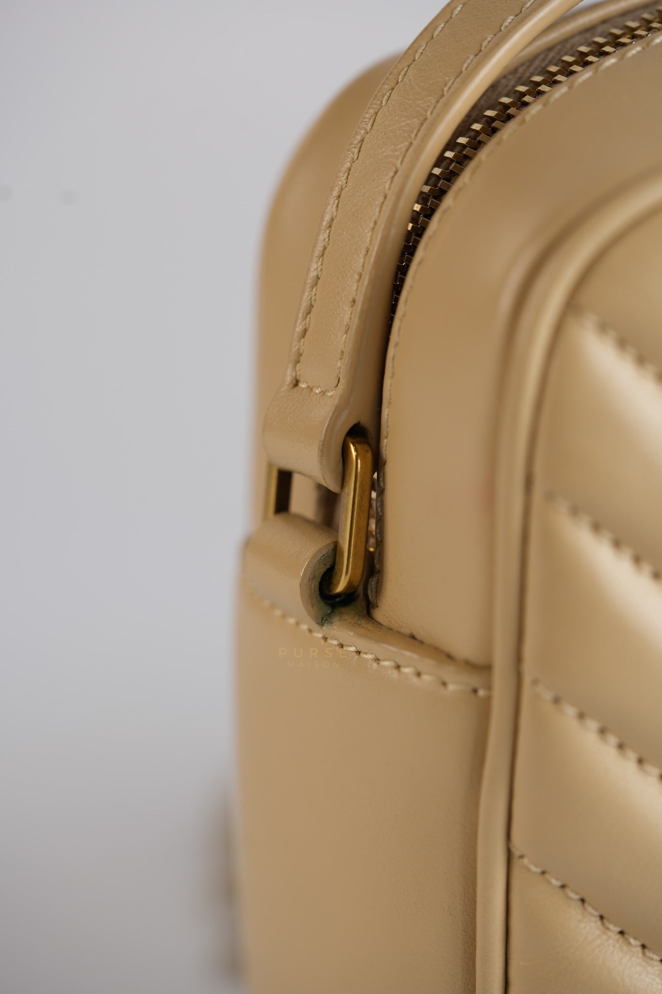 Lou Camera Bag in Cream Quilted Leather | Purse Maison Luxury Bags Shop