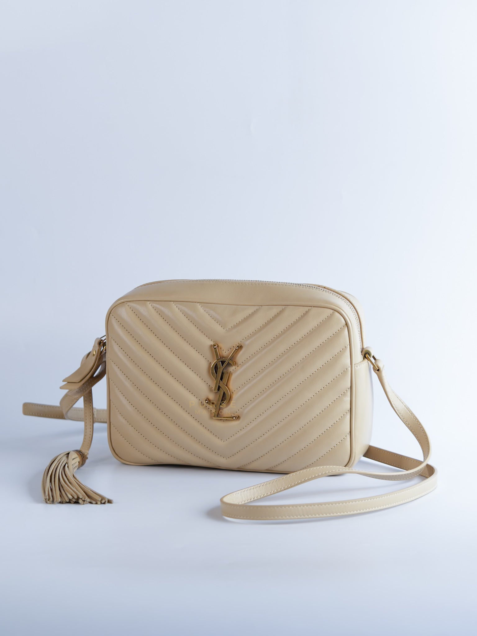 Lou Camera Bag in Cream Quilted Leather | Purse Maison Luxury Bags Shop