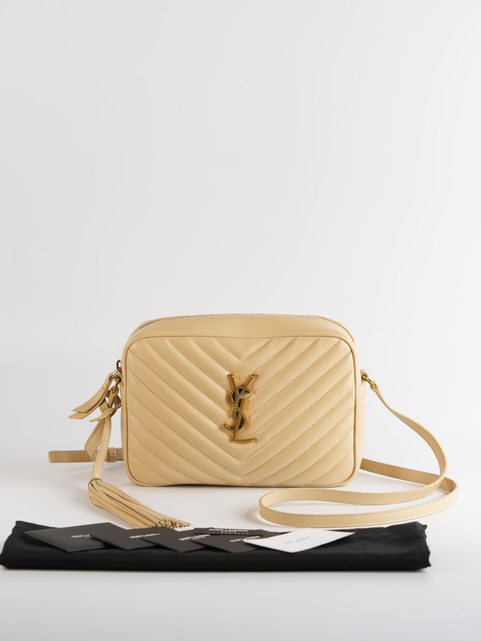 Lou Camera Bag in Cream Quilted Leather | Purse Maison Luxury Bags Shop