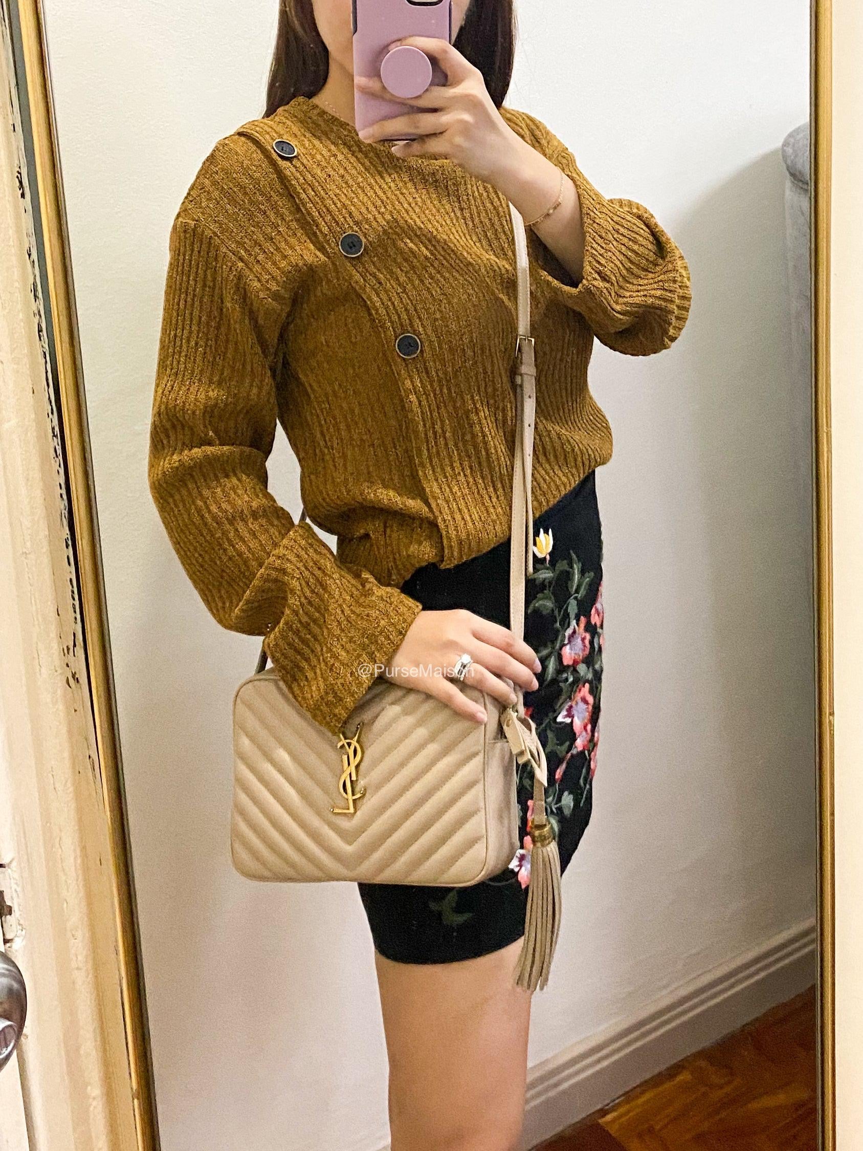Lou Camera Bag in Cream Quilted Leather | Purse Maison Luxury Bags Shop