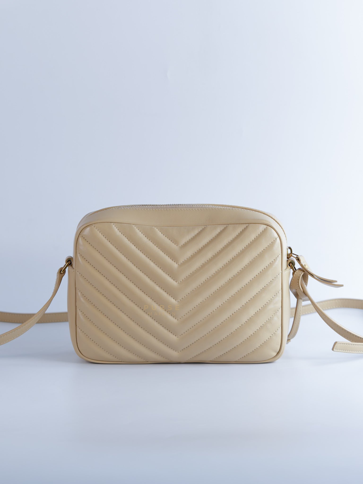 Lou Camera Bag in Cream Quilted Leather | Purse Maison Luxury Bags Shop