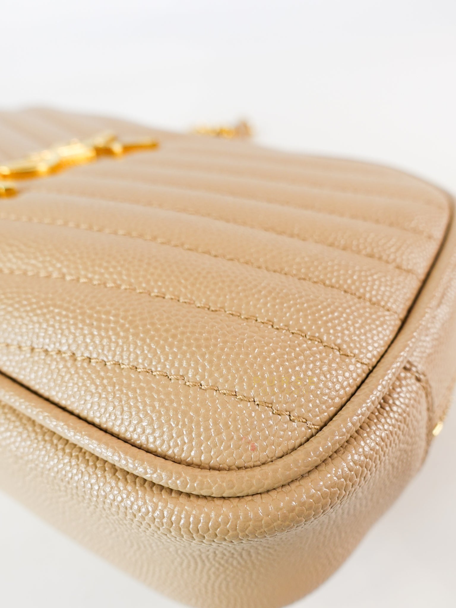 Lou Mini Beige Chain Bag Gold Hardware | Purse Maison Luxury Bags Shop