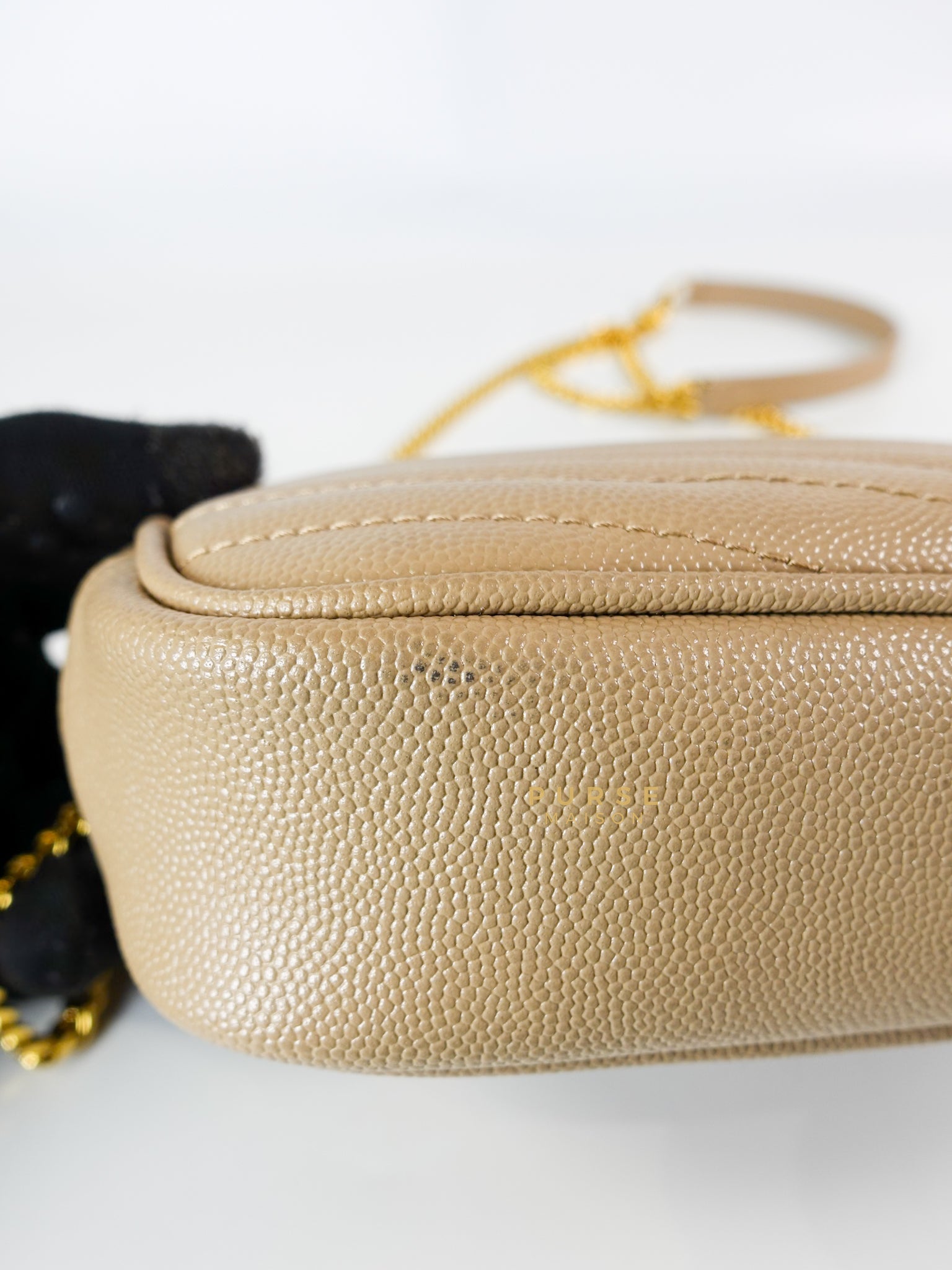 Lou Mini Beige Chain Bag Gold Hardware | Purse Maison Luxury Bags Shop