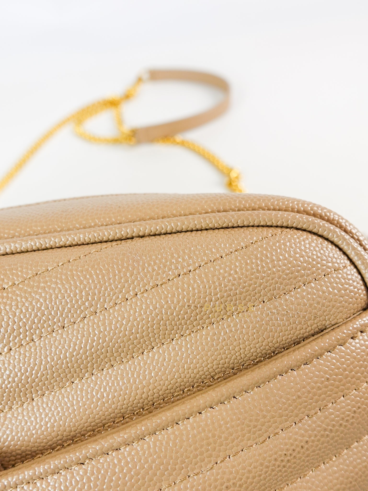 Lou Mini Beige Chain Bag Gold Hardware | Purse Maison Luxury Bags Shop