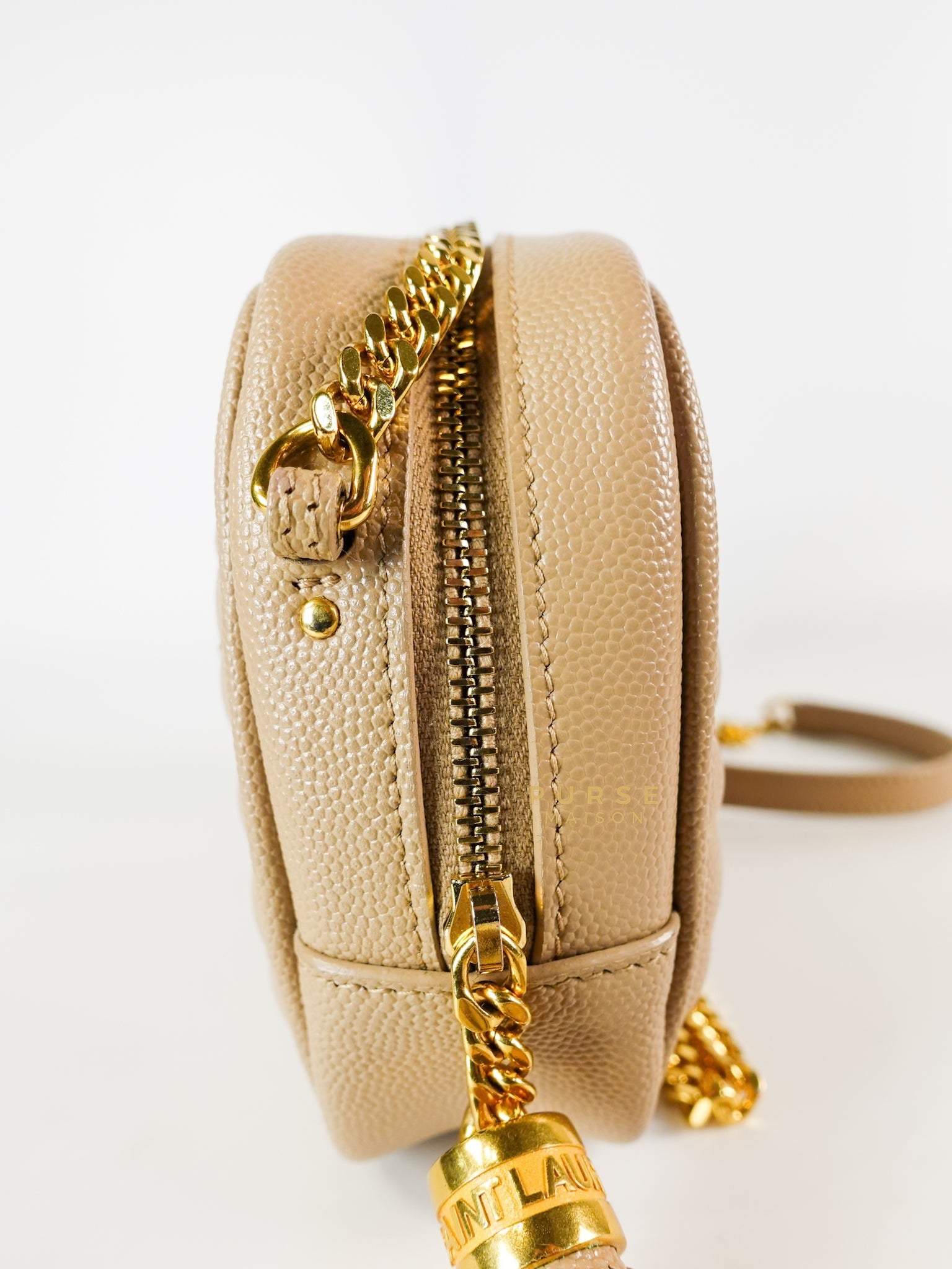 Lou Mini Beige Chain Bag Gold Hardware | Purse Maison Luxury Bags Shop