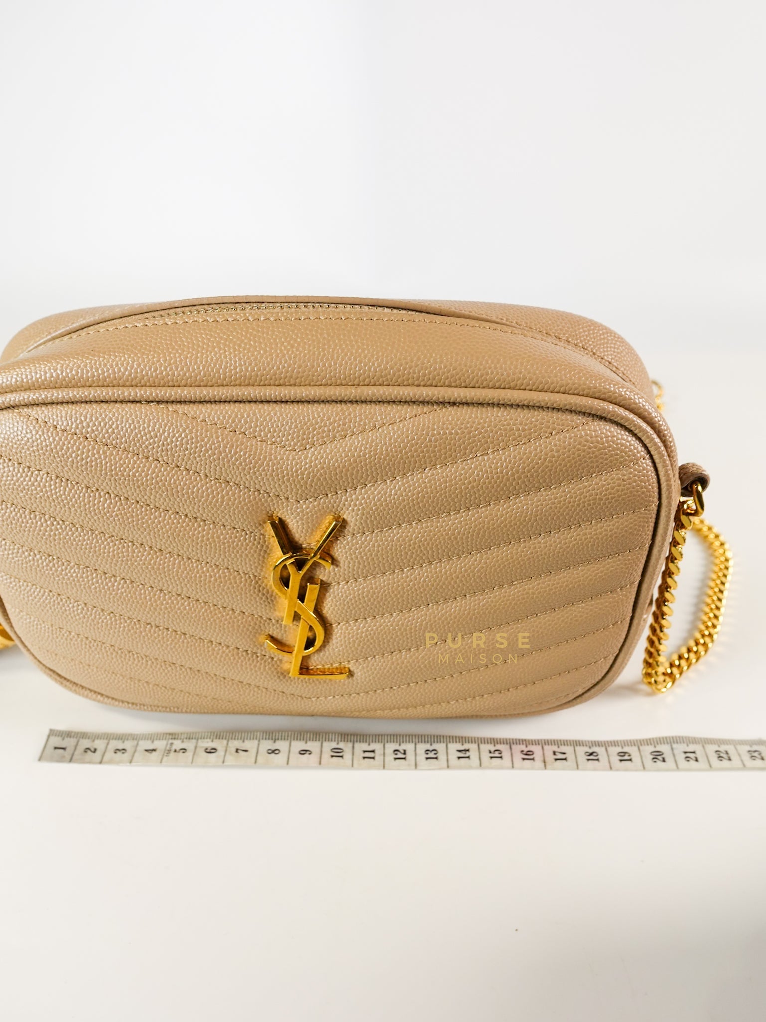 Lou Mini Beige Chain Bag Gold Hardware | Purse Maison Luxury Bags Shop