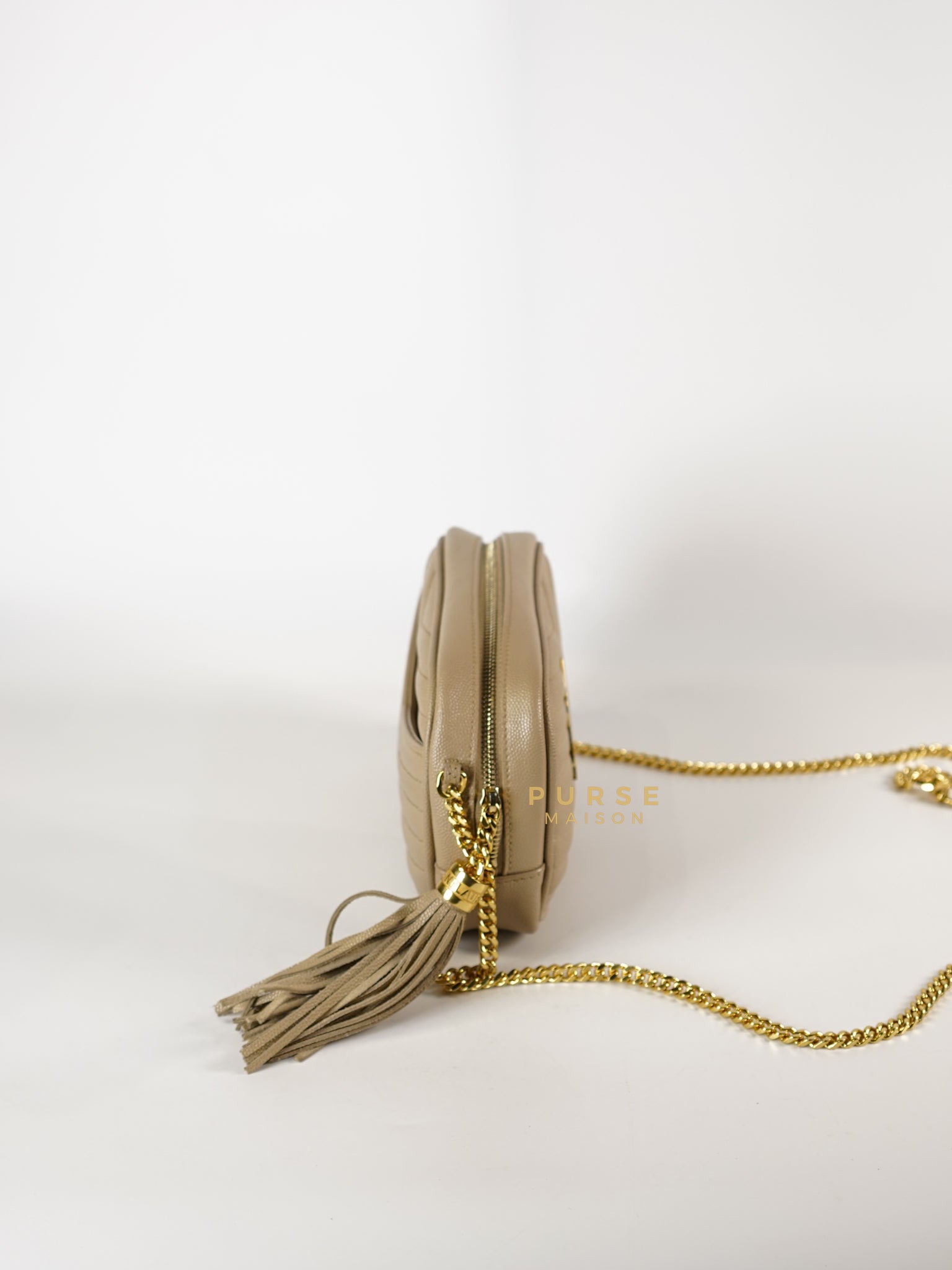 Lou Mini Beige Chain Bag Gold Hardware | Purse Maison Luxury Bags Shop