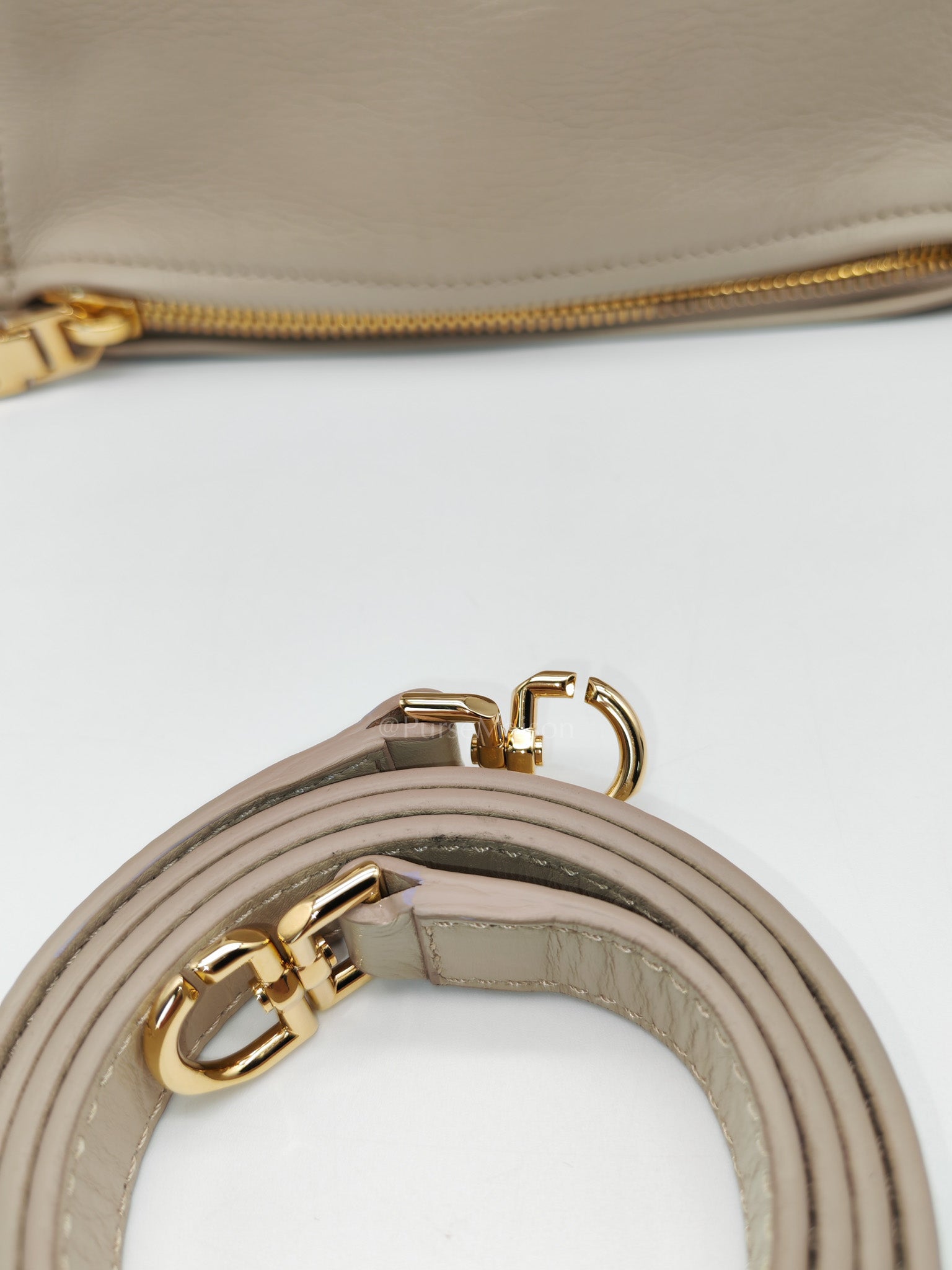 Pandora Bag Small in Beige Calfskin Leather & Gold Hardware