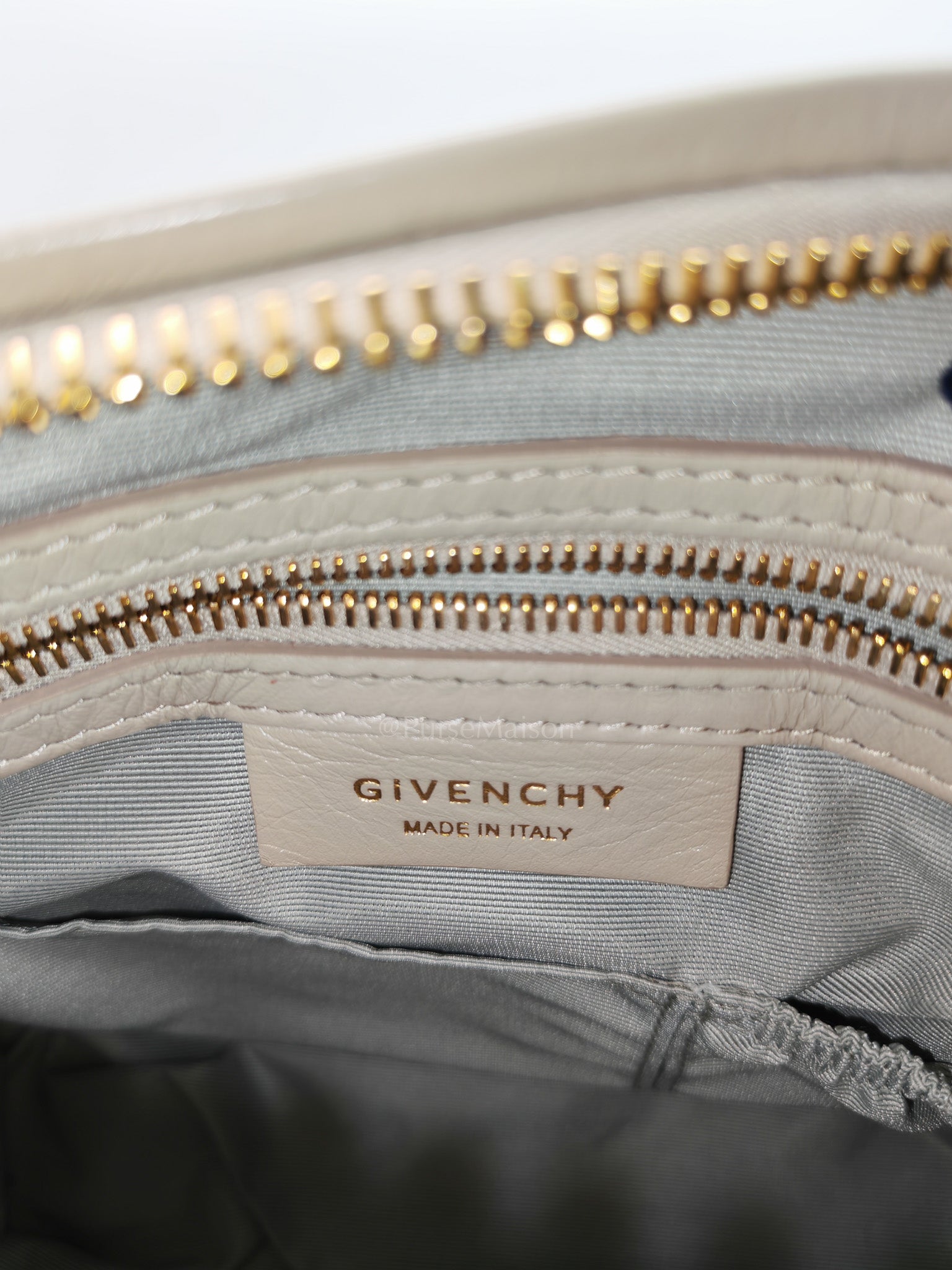 Pandora Bag Small in Beige Calfskin Leather & Gold Hardware