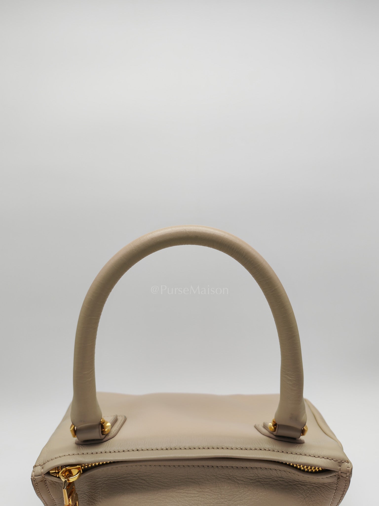Pandora Bag Small in Beige Calfskin Leather & Gold Hardware