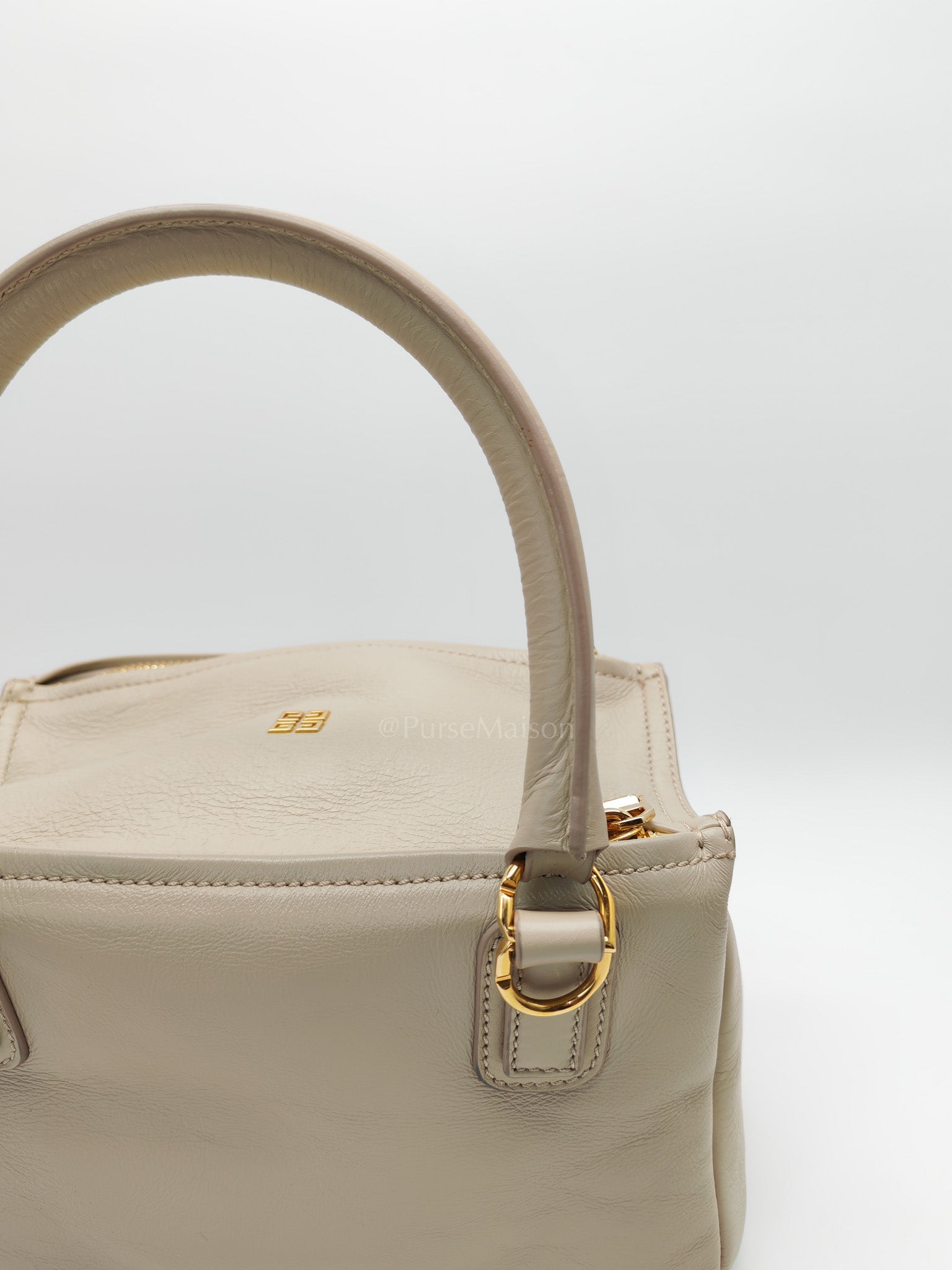 Pandora Bag Small in Beige Calfskin Leather & Gold Hardware