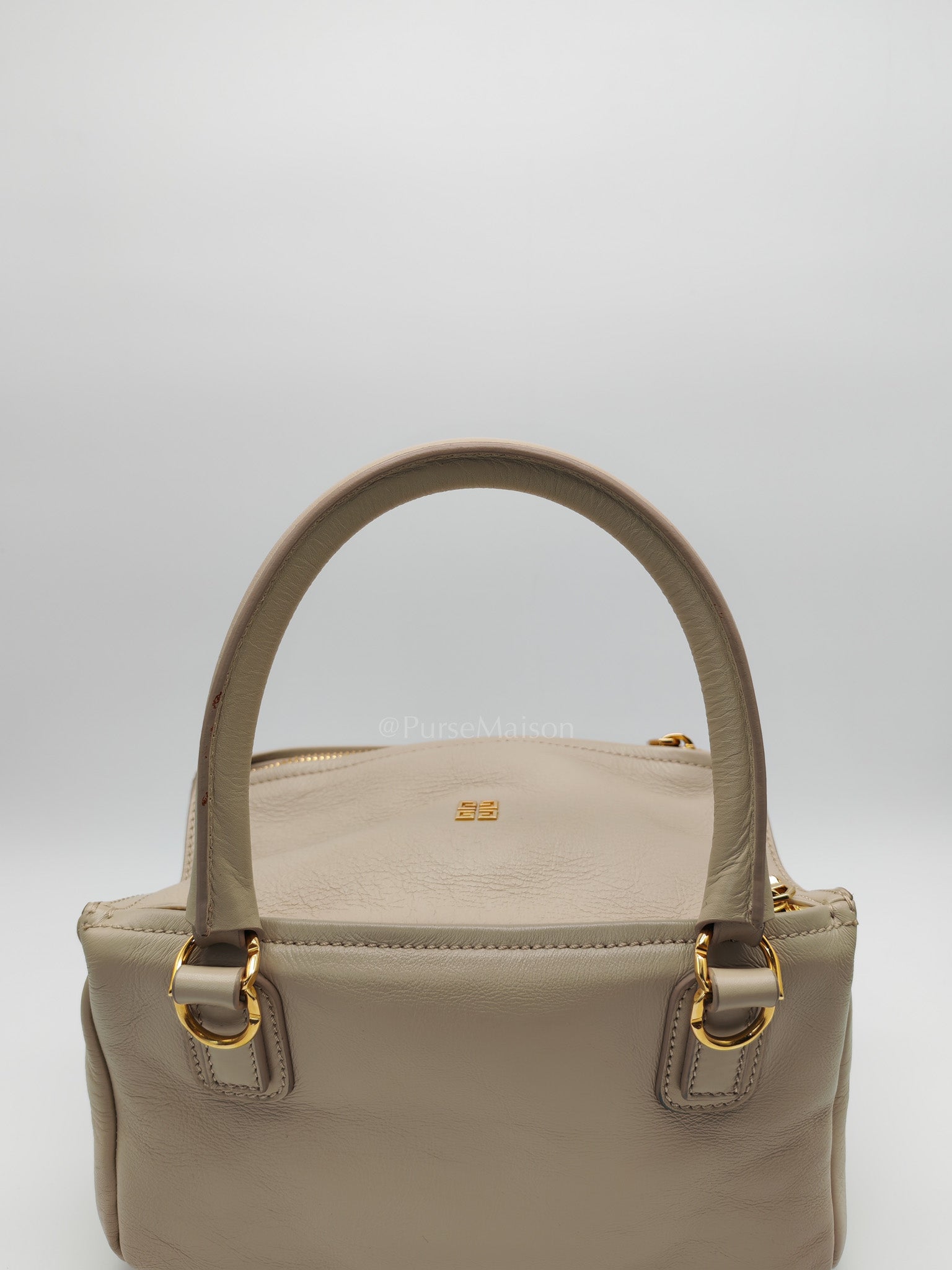 Pandora Bag Small in Beige Calfskin Leather & Gold Hardware