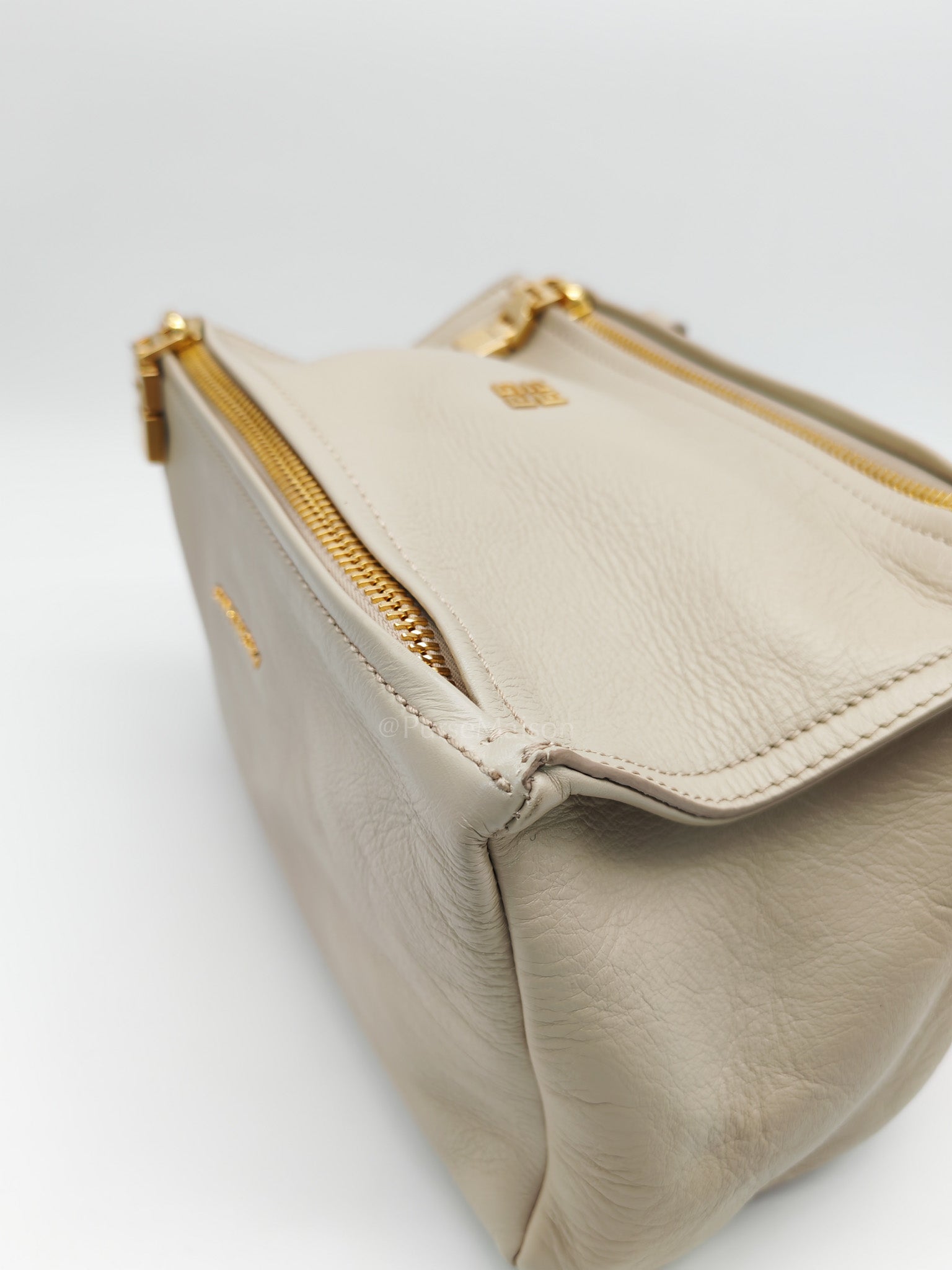 Pandora Bag Small in Beige Calfskin Leather & Gold Hardware