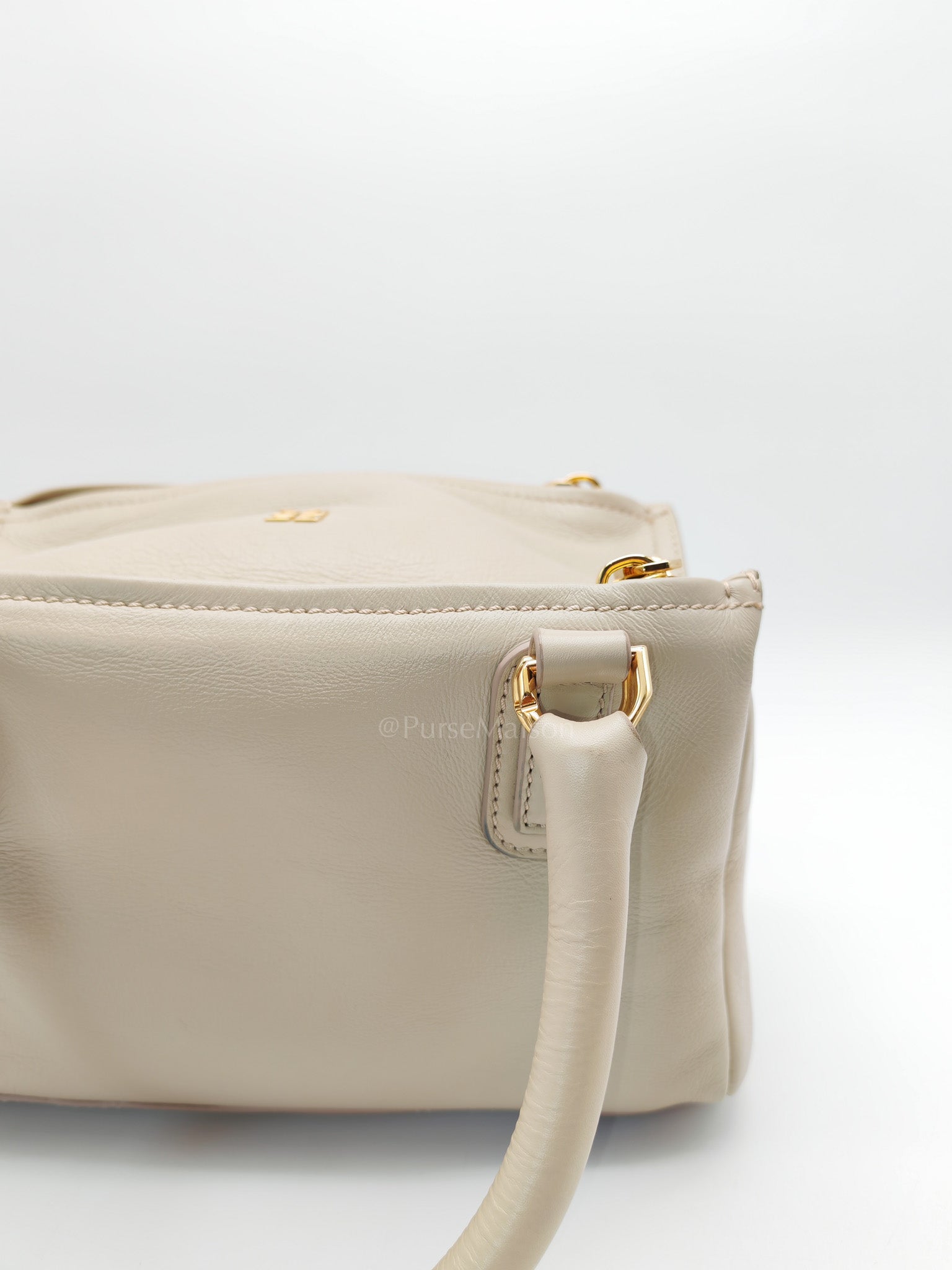 Pandora Bag Small in Beige Calfskin Leather & Gold Hardware