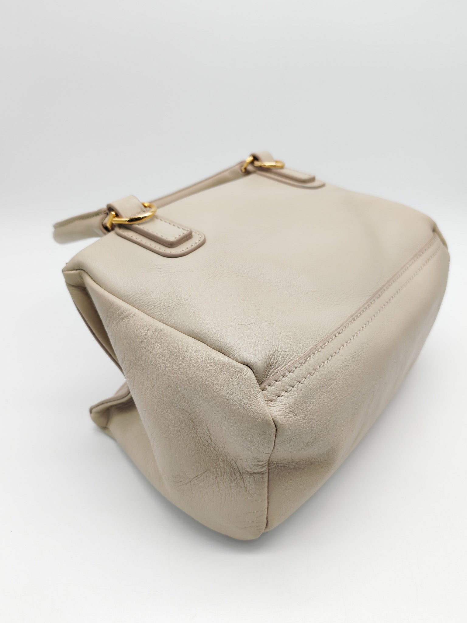 Pandora Bag Small in Beige Calfskin Leather & Gold Hardware