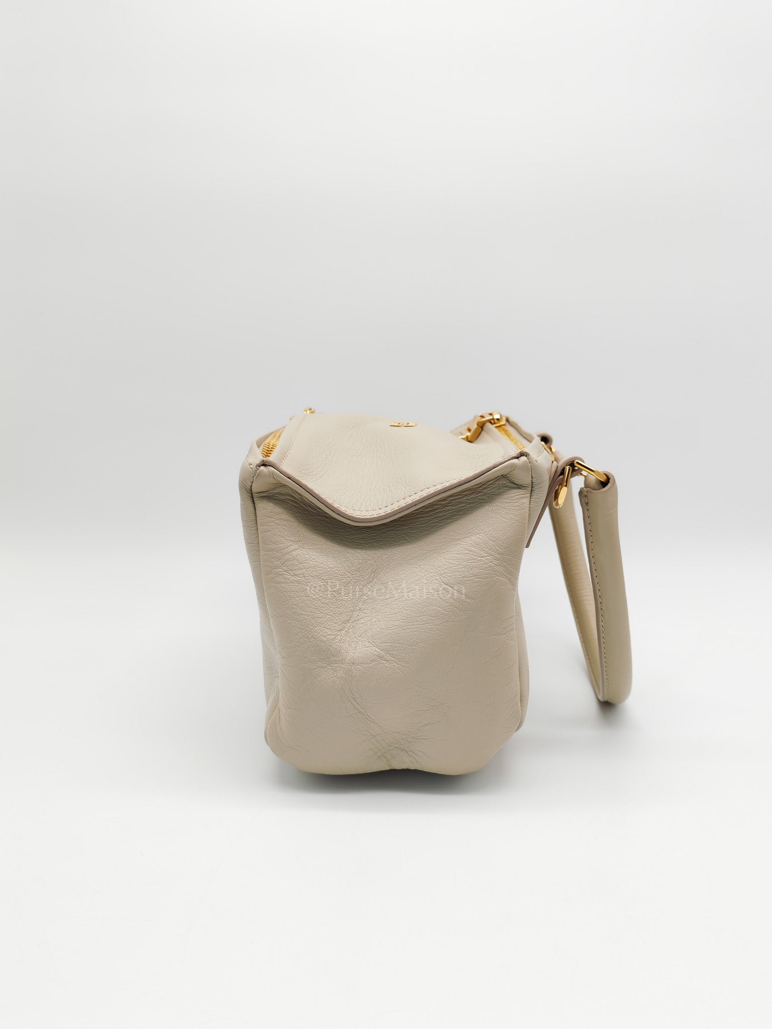 Pandora Bag Small in Beige Calfskin Leather & Gold Hardware