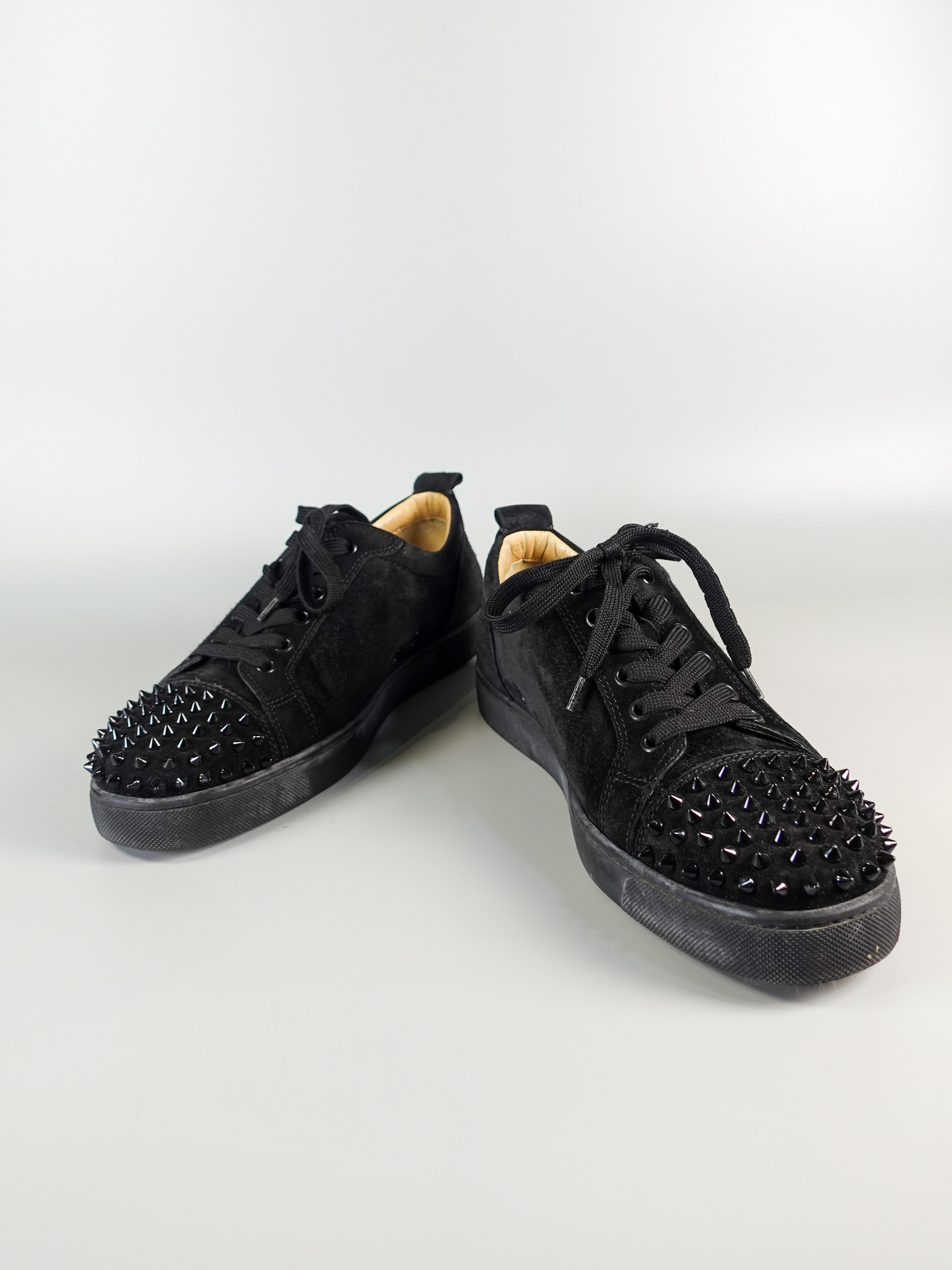 Louis Junior Version Spikes Black Veau Velours Sneakers Size