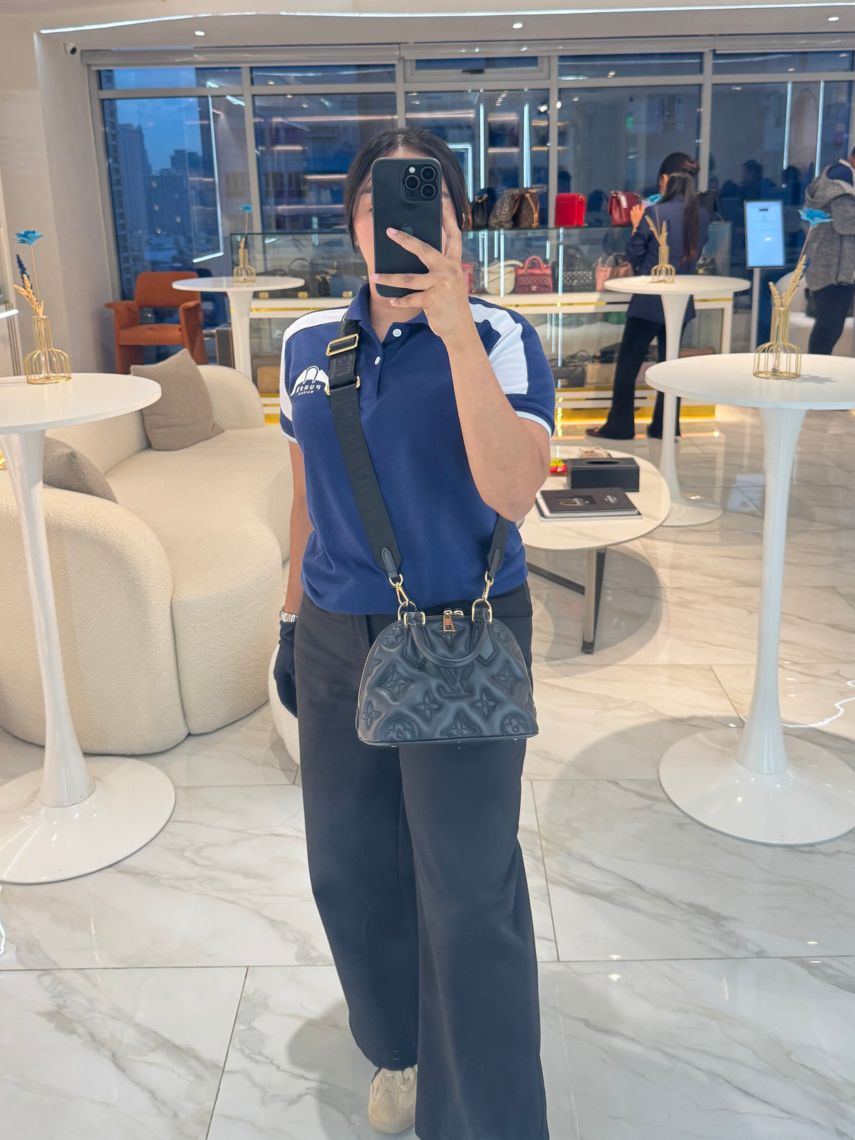Louis Vuitton Alma BB in Black Bubblegram Quilted Calfskin Leather and Gold Hardware Microchip | Purse Maison Luxury Bags Shop