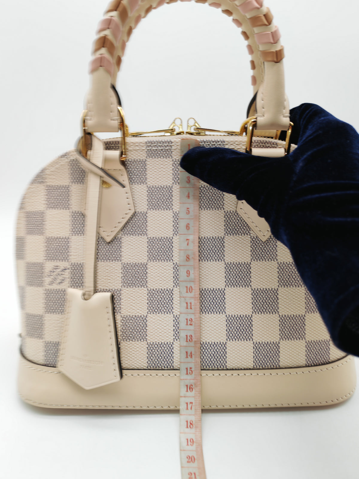 Louis Vuitton Alma BB in Damier Azur Canvas Braided Handles and Gold Hardware (Datecode: TH0036) | Purse Maison Luxury Bags Shop