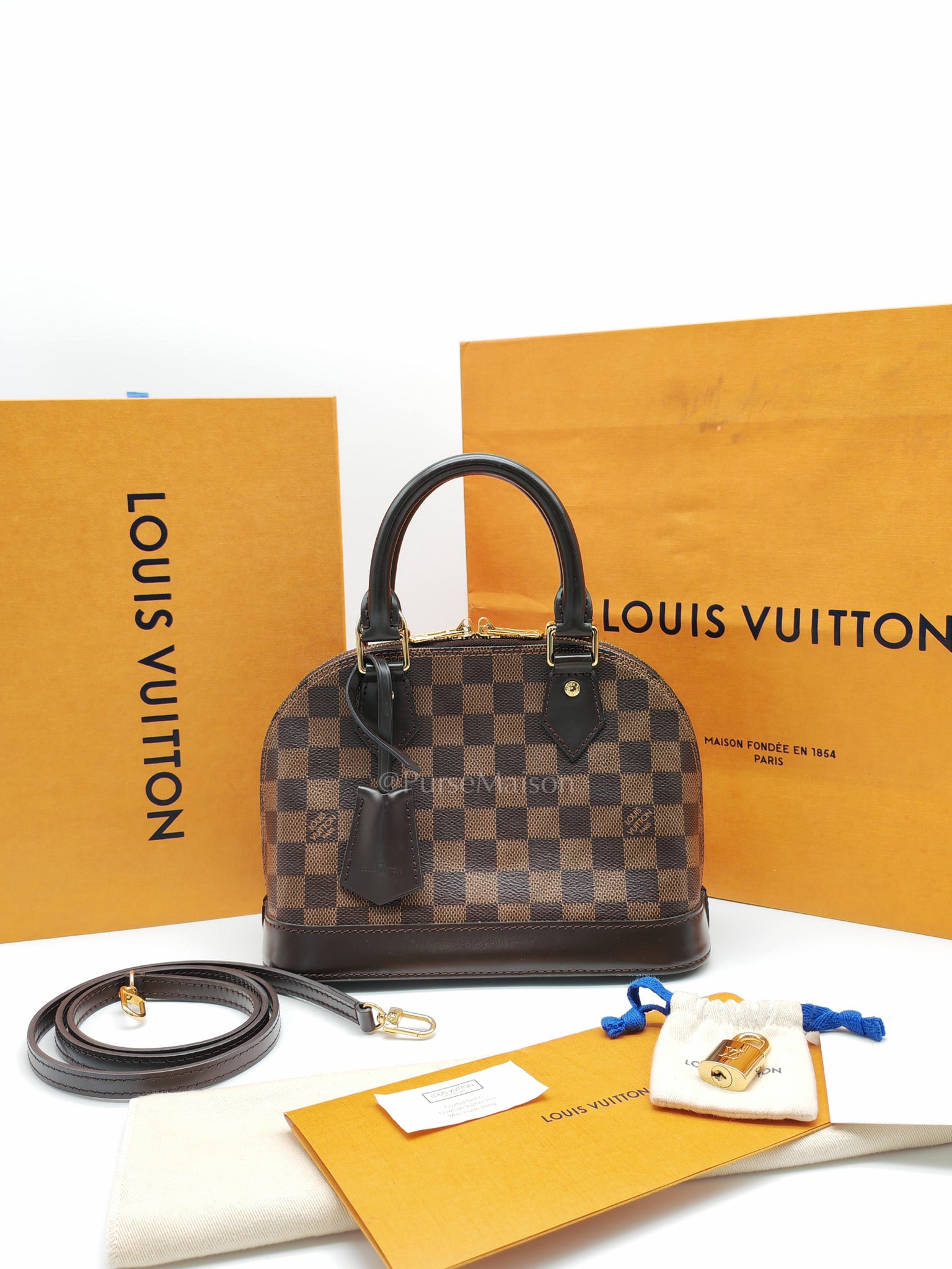 Alma BB in Damier Ebene Canvas (Microchip) | Purse Maison Luxury Bags Shop