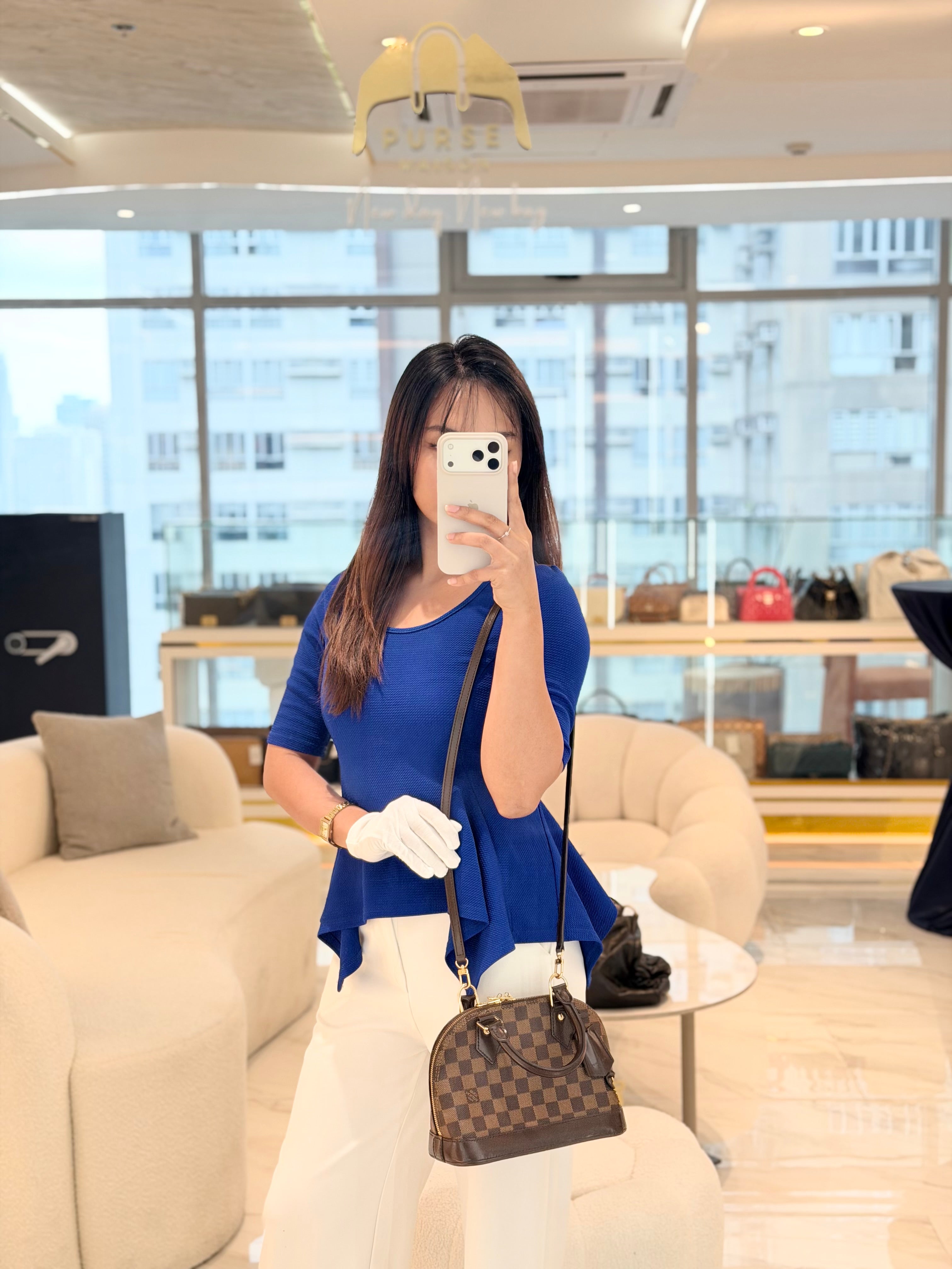 Alma BB in Damier Ebene Canvas Crossbody Bag (Date Code: AA0155) | Purse Maison Luxury Bags Shop
