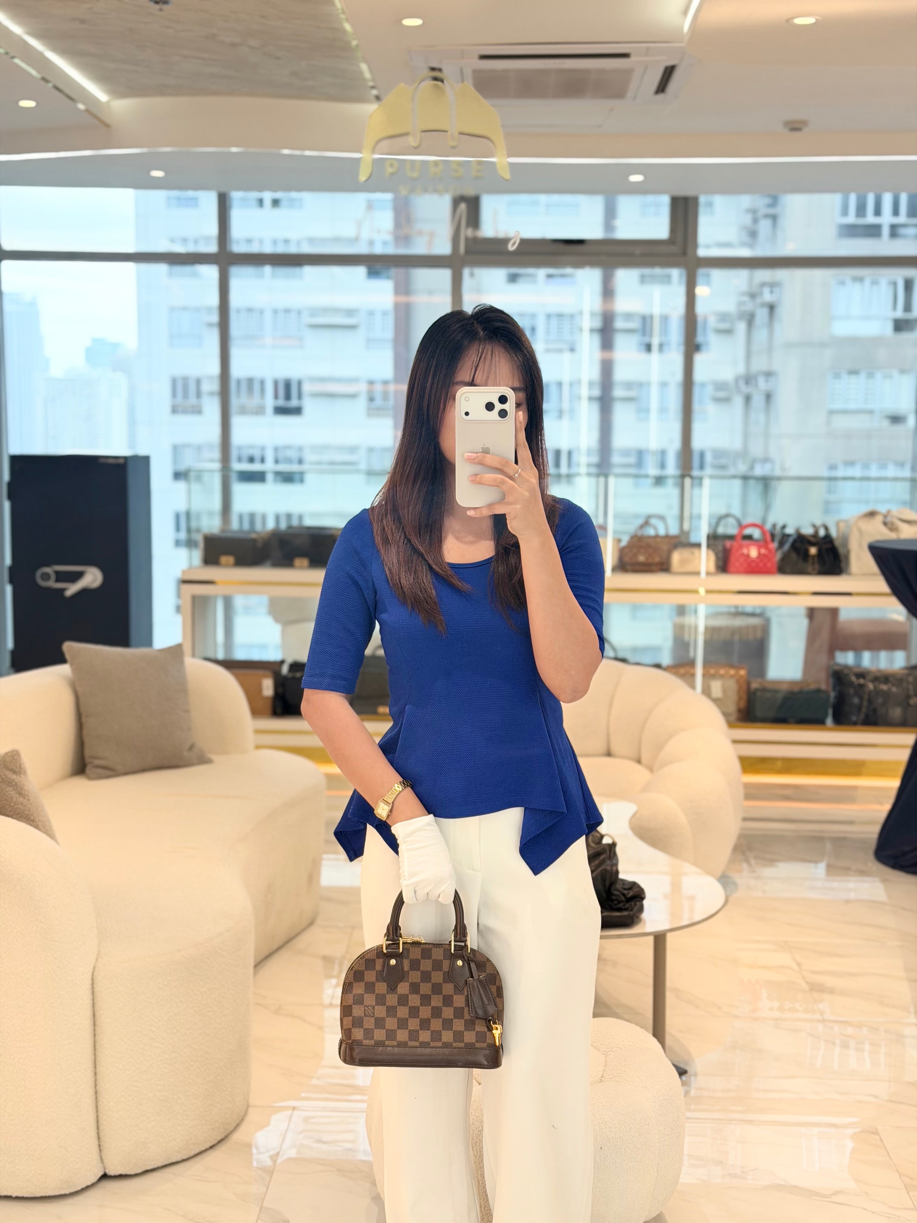 Alma BB in Damier Ebene Canvas Crossbody Bag (Date Code: AA0155) | Purse Maison Luxury Bags Shop
