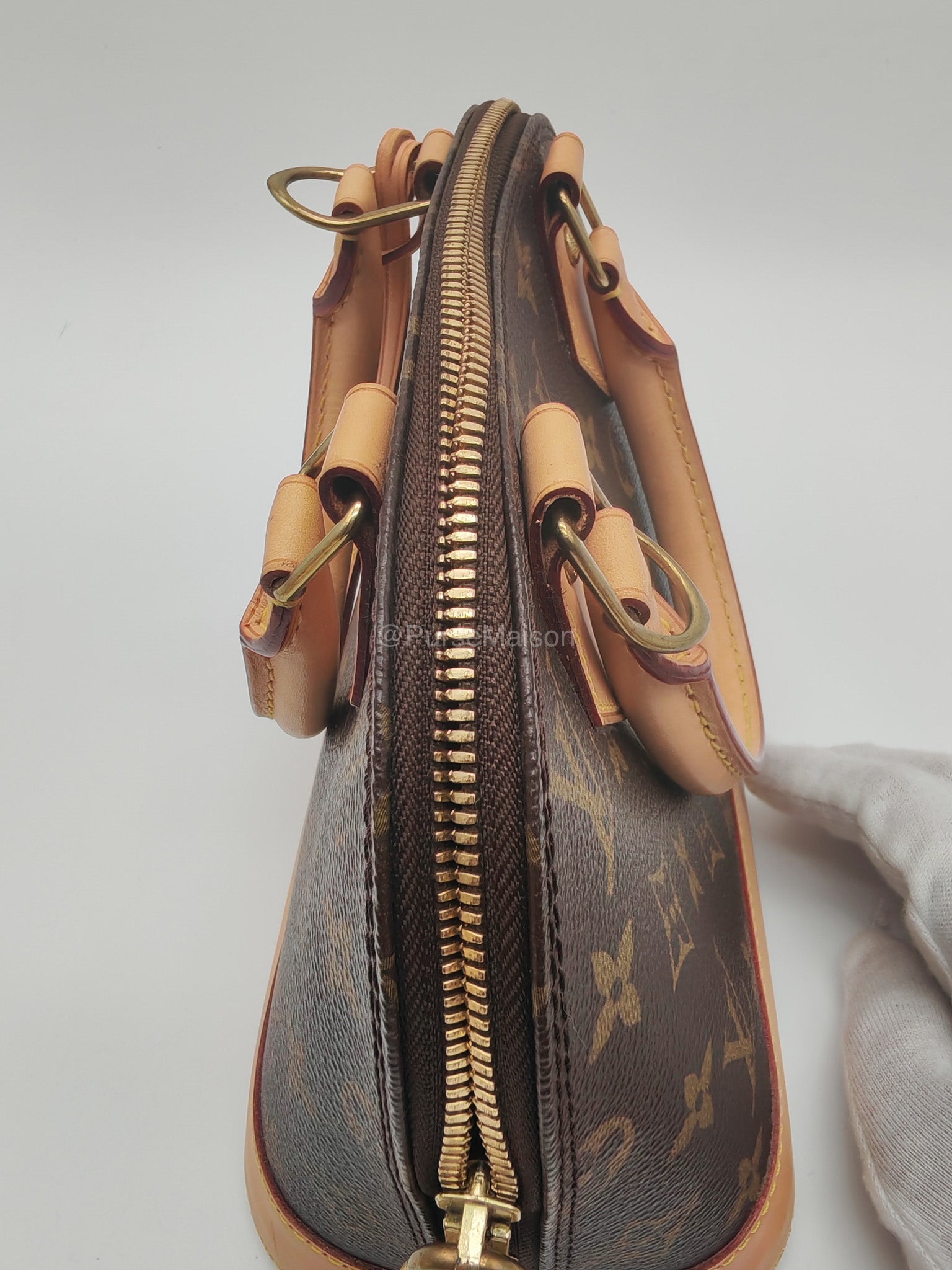 Louis Vuitton Alma BB in Monogram Canvas and Aged Gold Hardware (Datecode: FL3173) | Purse Maison Luxury Bags Shop