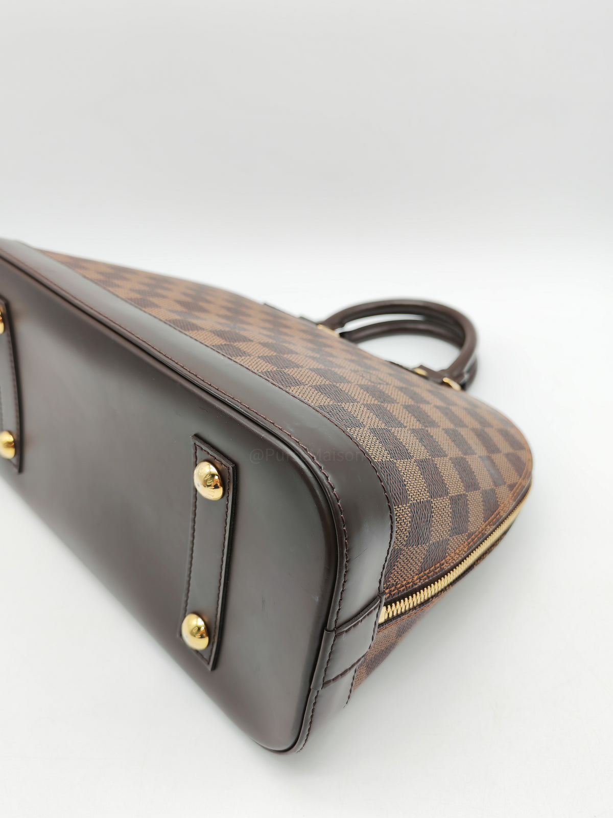 Louis Vuitton Alma PM in Damier Ebene Canvas and Gold Hardware (Datecode: AR2260) | Purse Maison Luxury Bags Shop