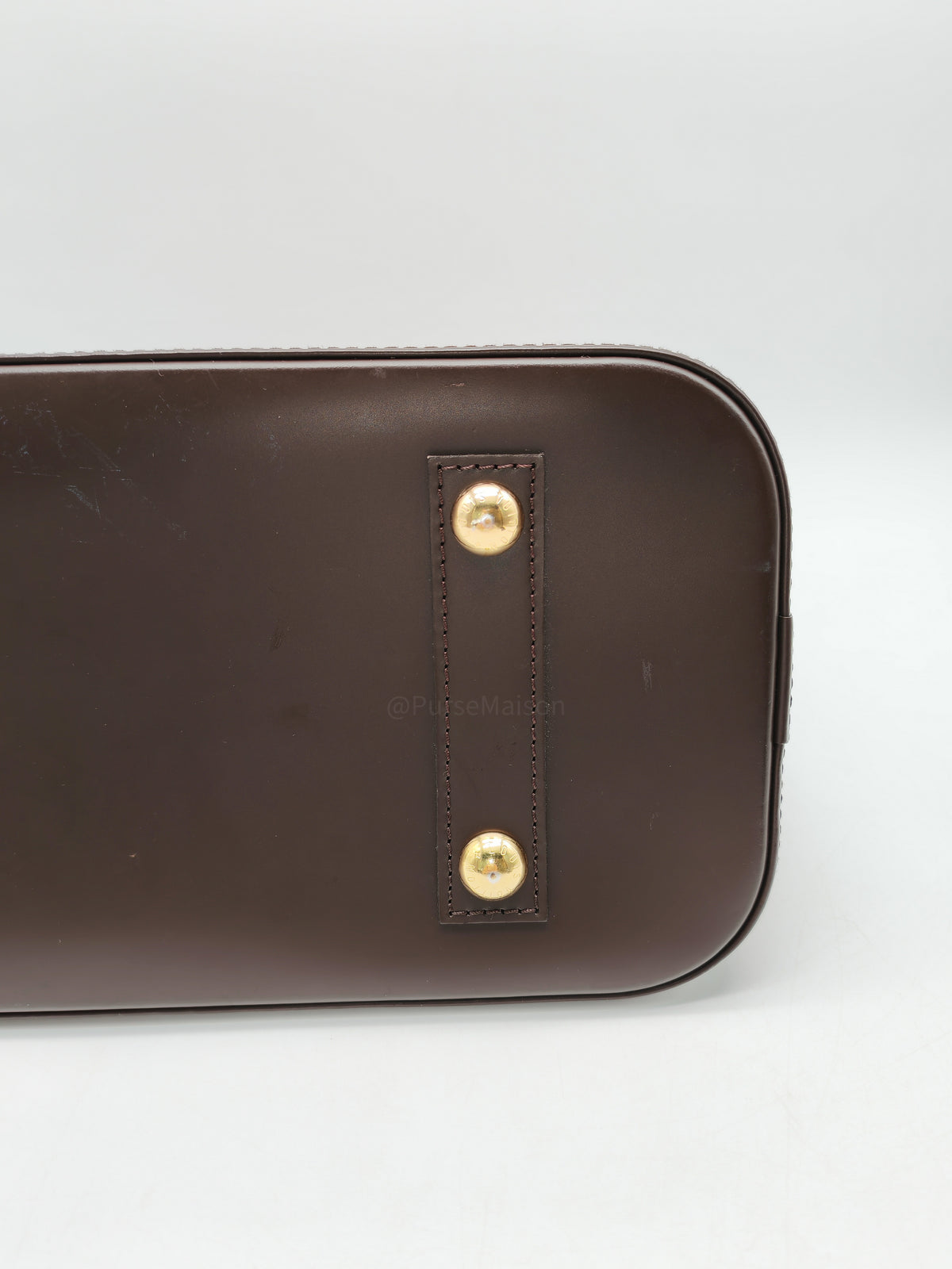 Louis Vuitton Alma PM in Damier Ebene Canvas and Gold Hardware (Datecode: AR2260) | Purse Maison Luxury Bags Shop