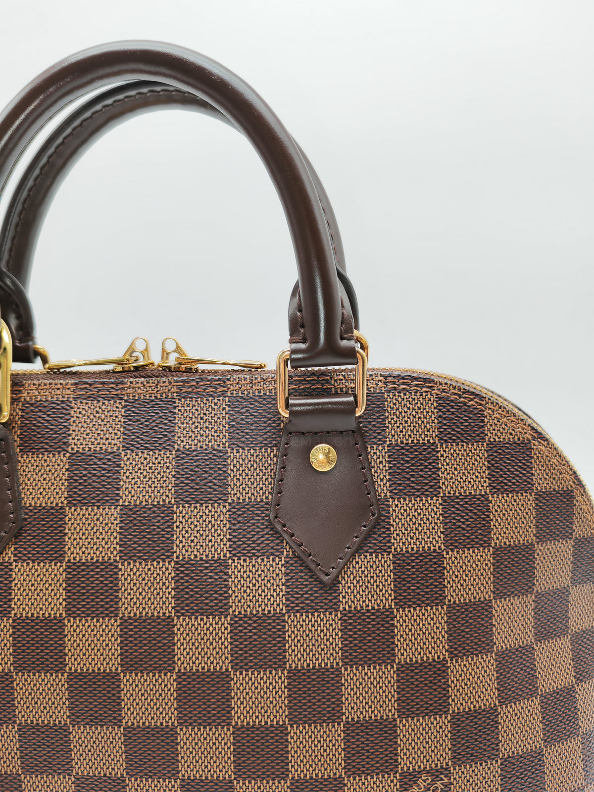 Louis Vuitton Alma PM in Damier Ebene Canvas and Gold Hardware (Datecode: AR2260) | Purse Maison Luxury Bags Shop