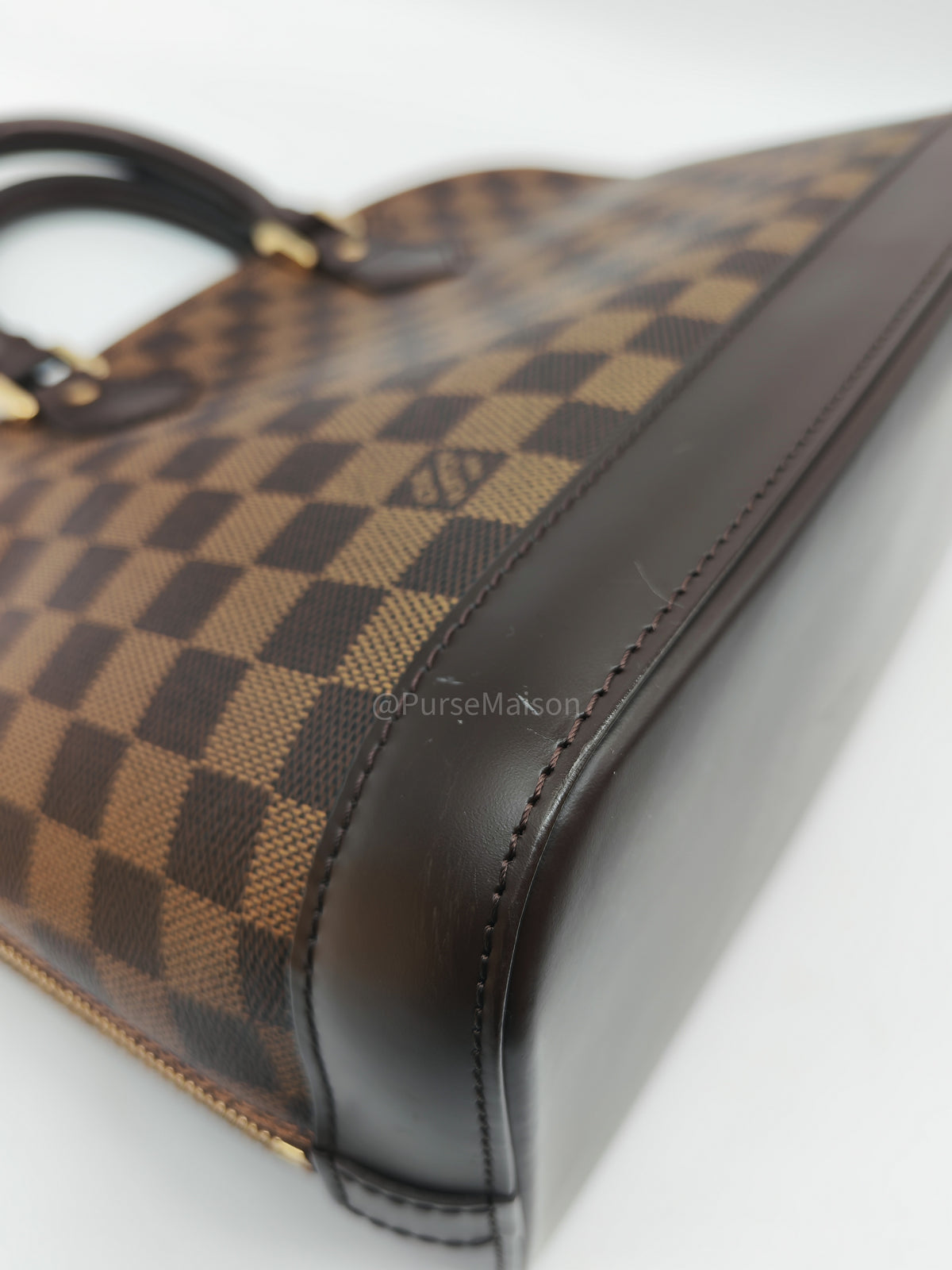 Louis Vuitton Alma PM in Damier Ebene Canvas and Gold Hardware (Datecode: FL0025) | Purse Maison Luxury Bags Shop