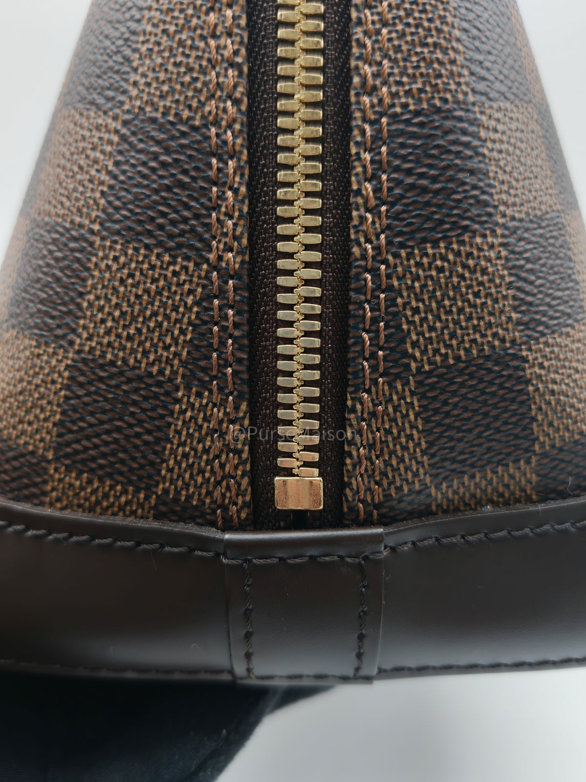 Louis Vuitton Alma PM in Damier Ebene Canvas and Gold Hardware (Datecode: FL0025) | Purse Maison Luxury Bags Shop
